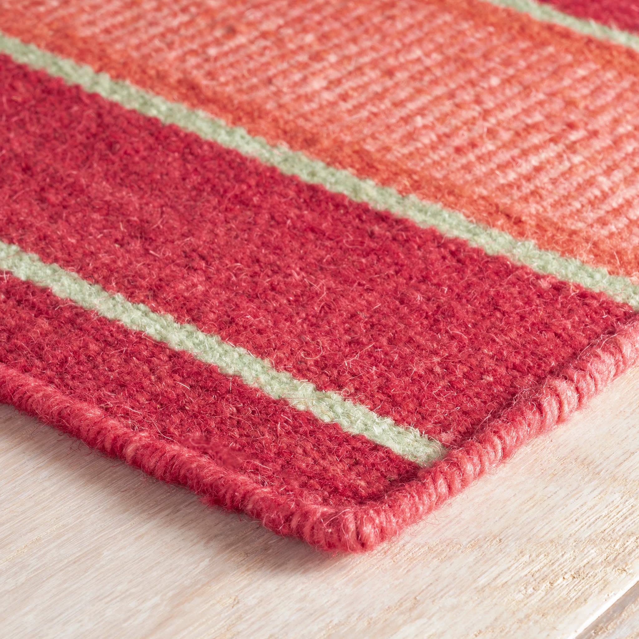 Palmer Stripe Handwoven Wool Rug | Coral - Image 4