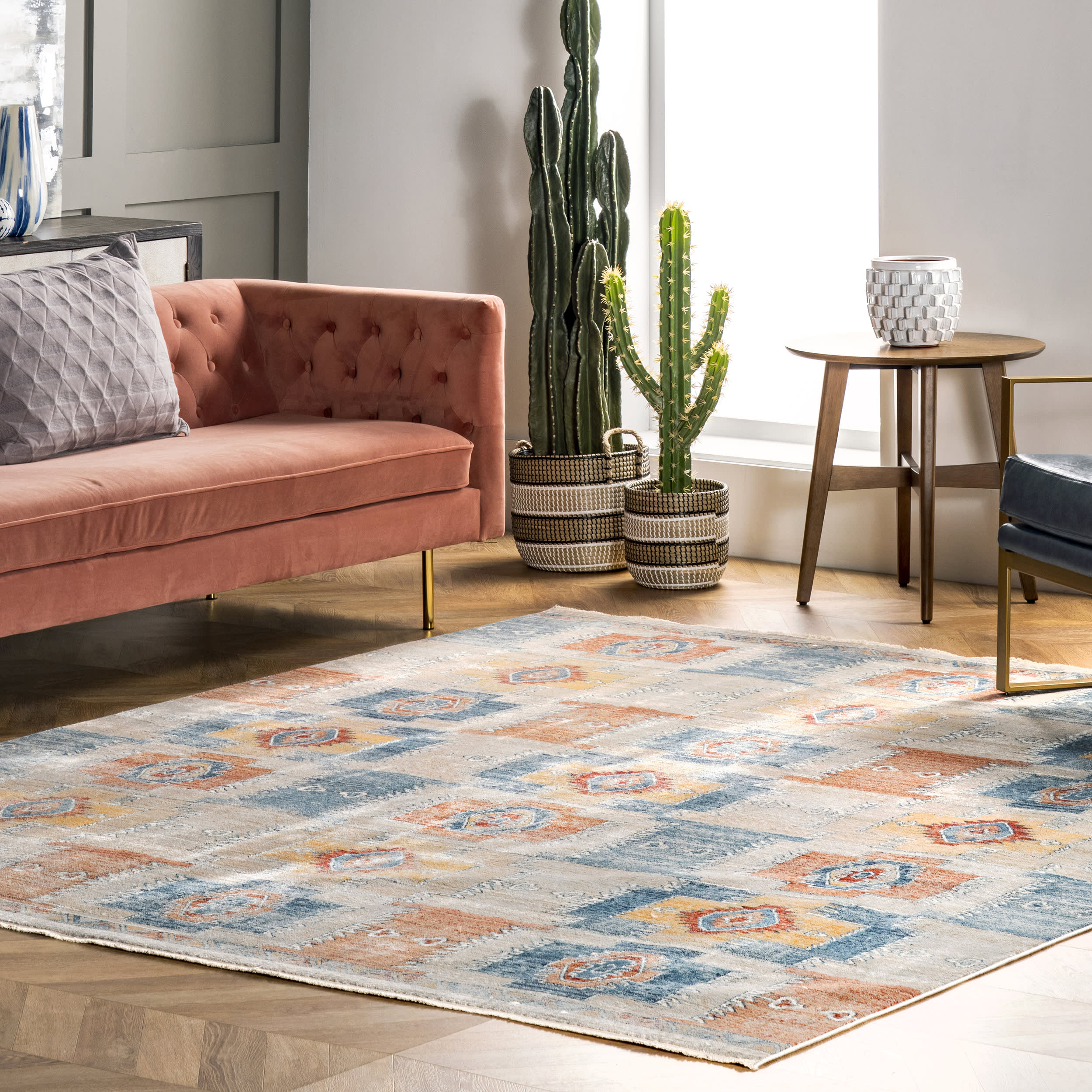 Paneled Aztec Rug | Rust - Image 2