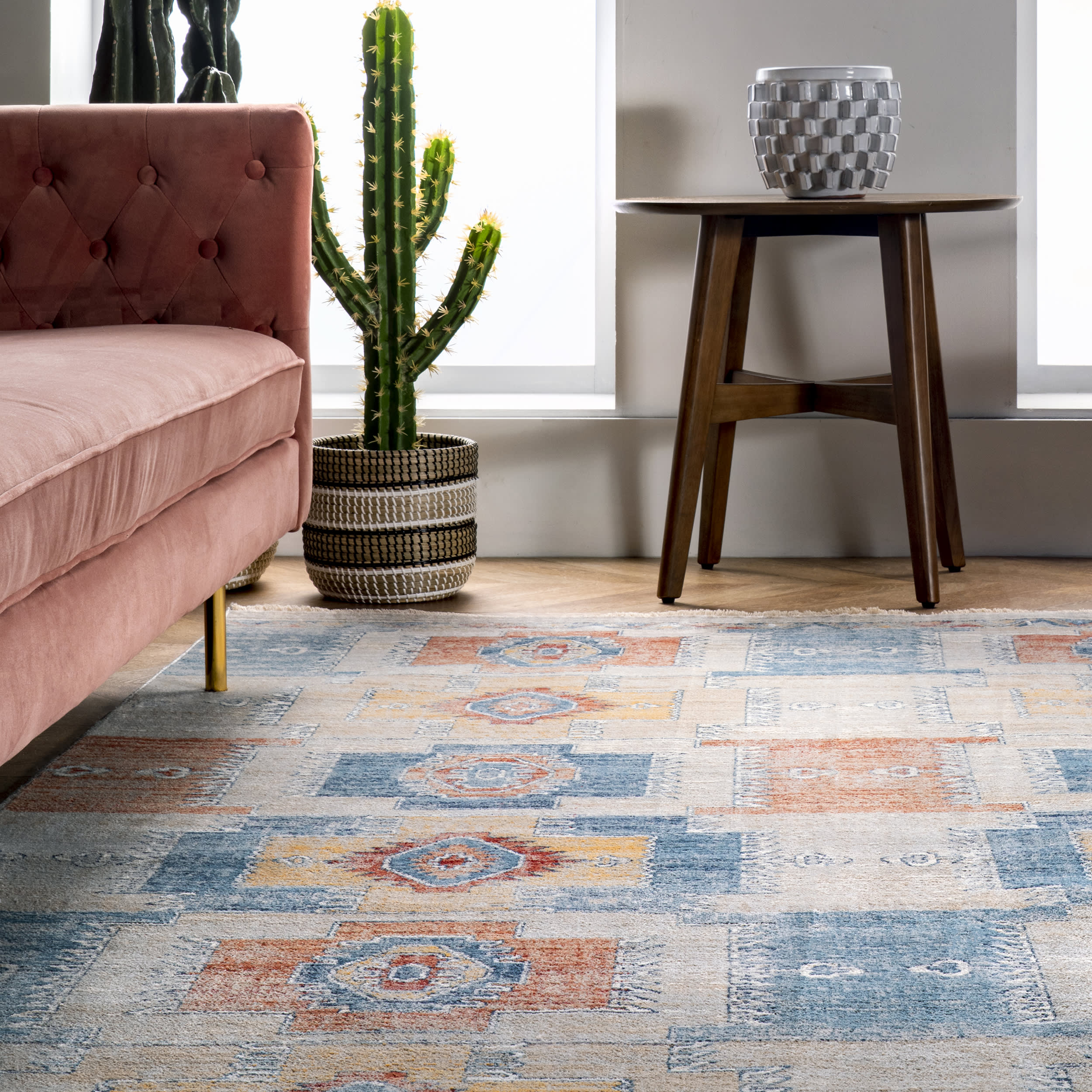 Paneled Aztec Rug | Rust - Image 4
