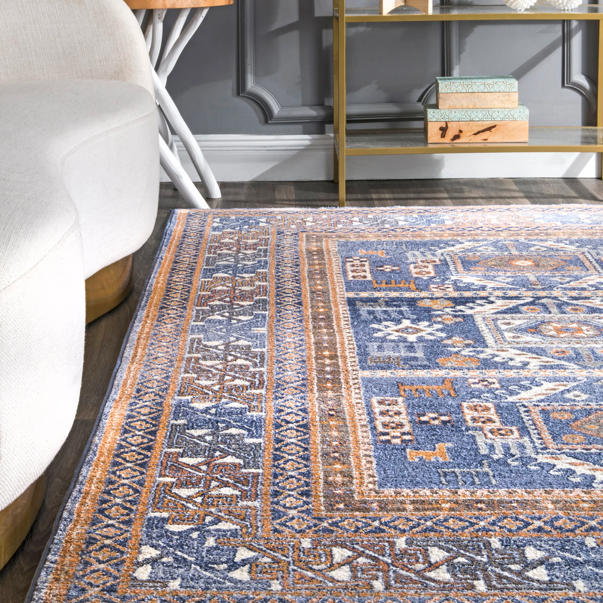 Paneled Geometric Rug | Blue - Image 3
