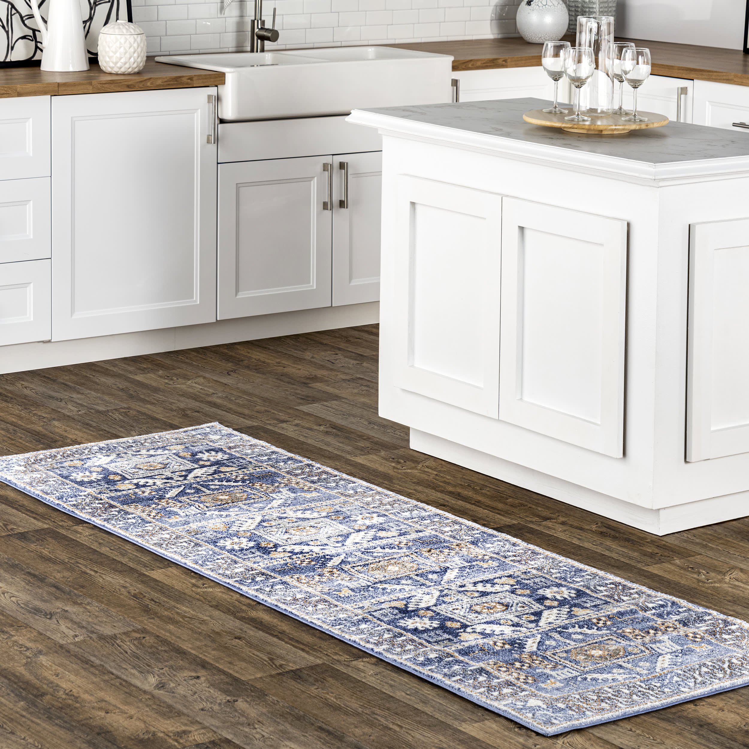 Paneled Geometric Rug | Blue - Image 2