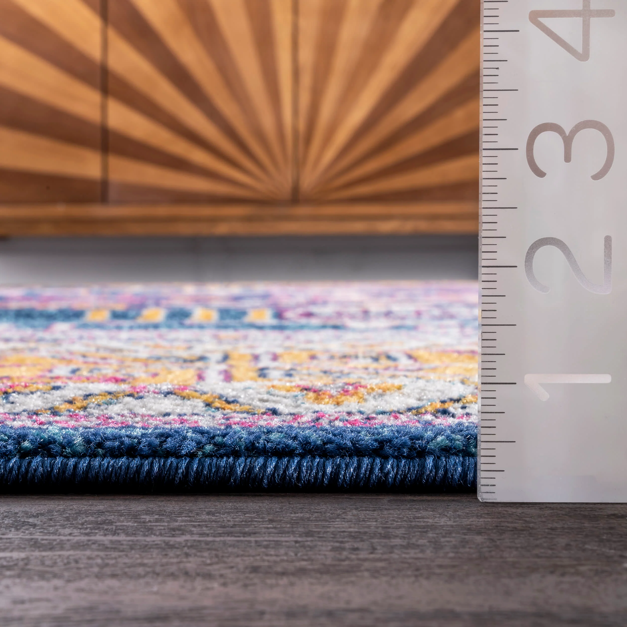 Paneled Geometric Rug | Navy - Image 5