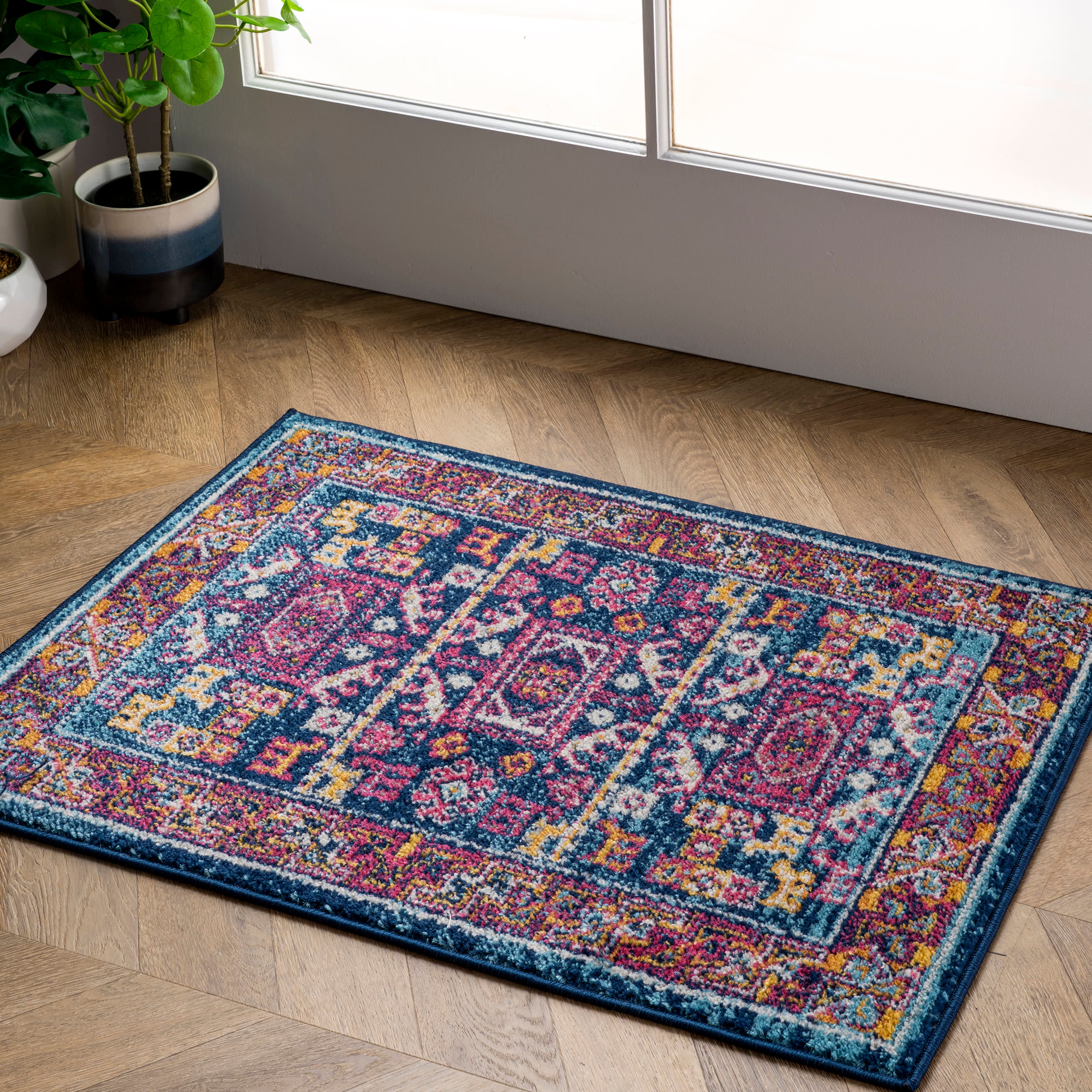 Paneled Geometric Rug | Navy - Image 6
