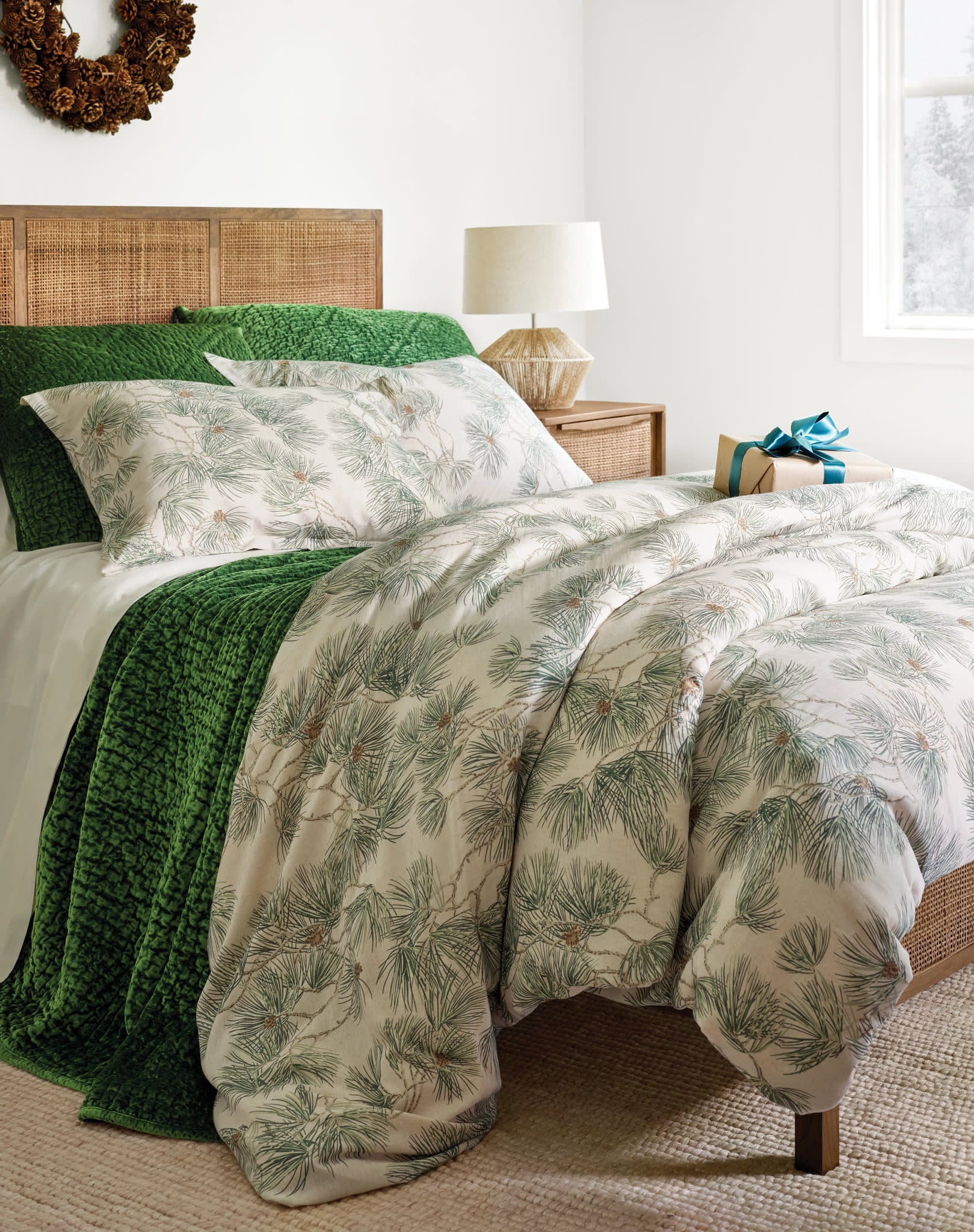 Vintage Pine Boughs Duvet Cover | Natural - Image 2