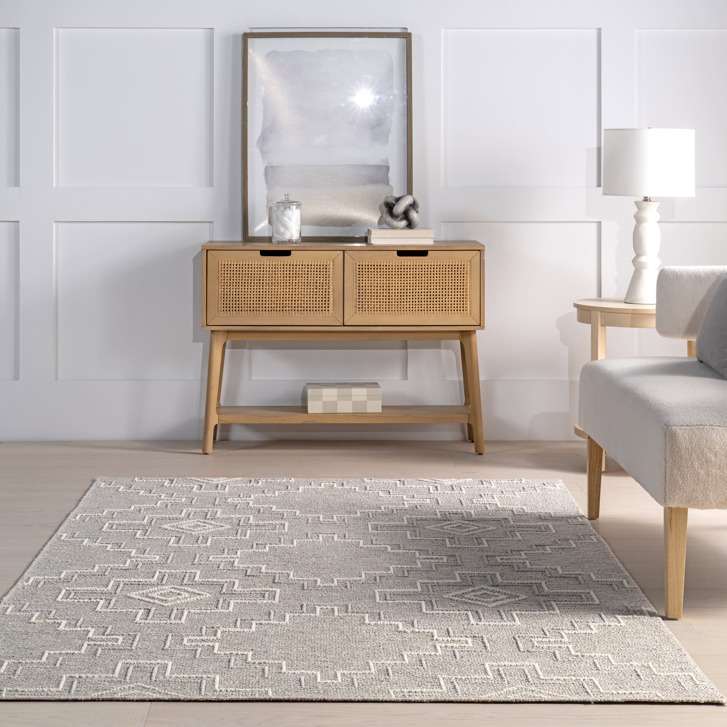 Parissa Lightweight Geometric Rug | Beige - Image 4