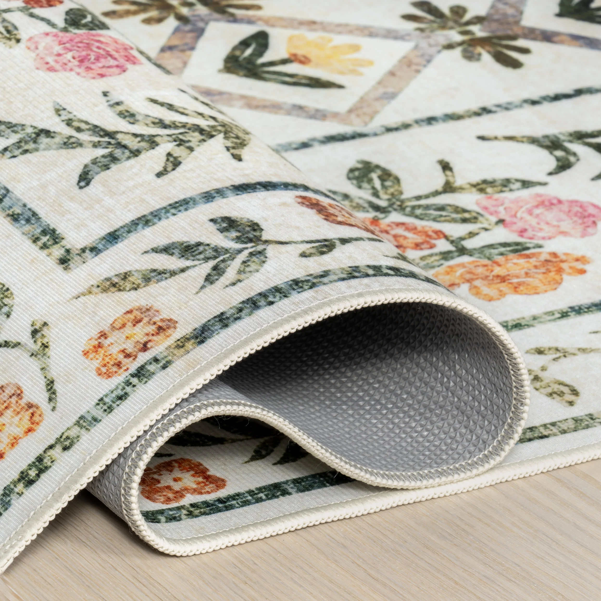 Park Floral Washable Rug | Ivory - Image 10