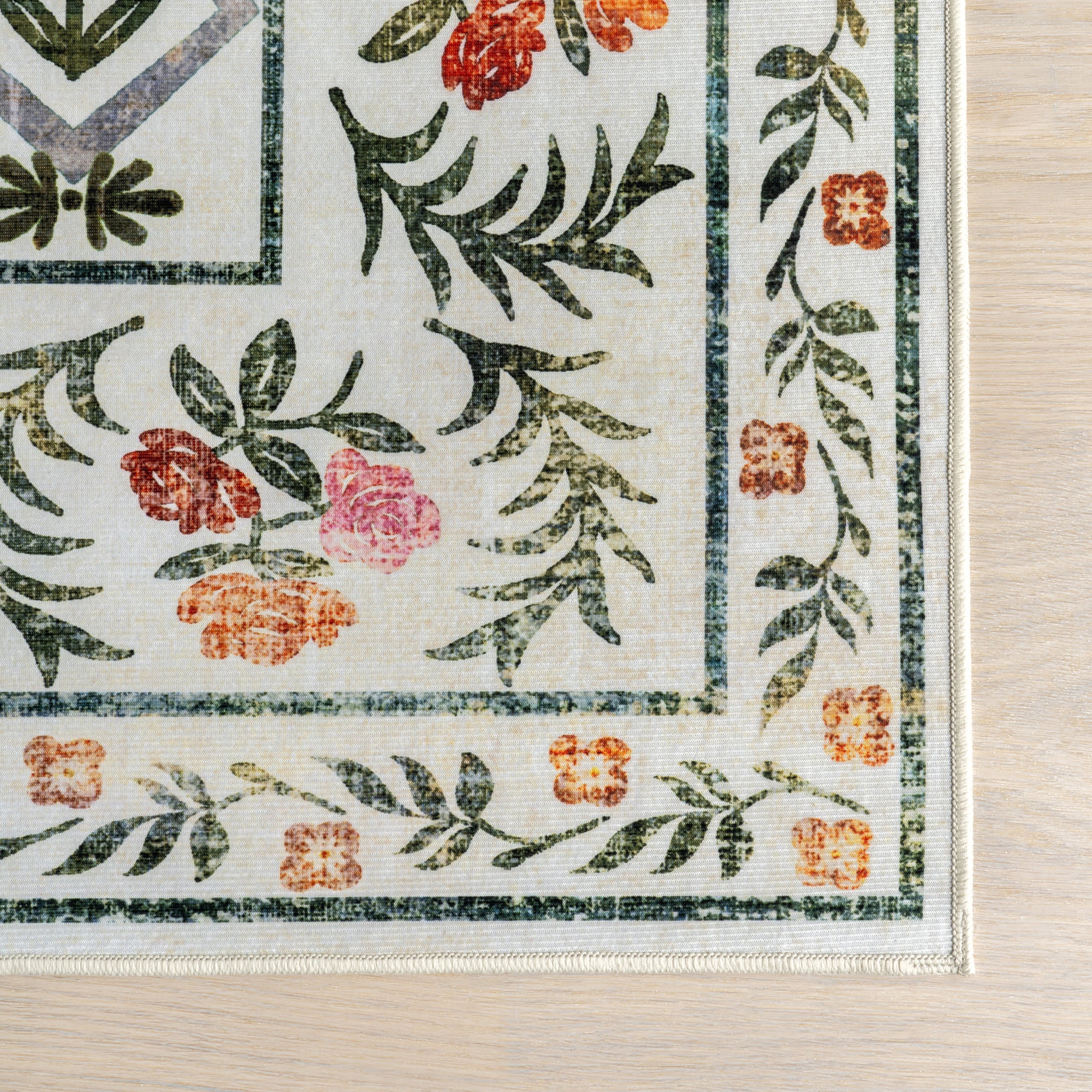 Park Floral Washable Rug | Ivory - Image 4