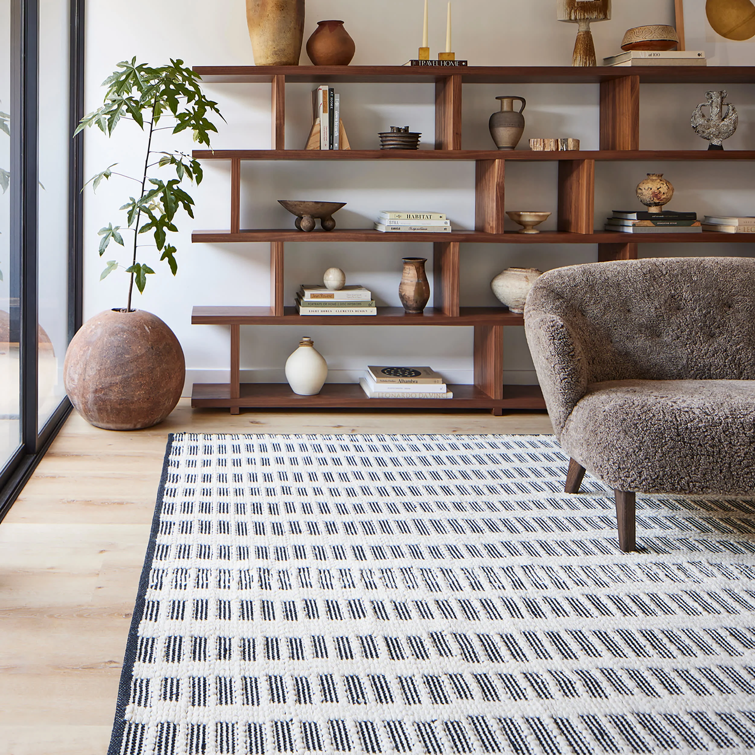 Parker Check Textured Rug | Ivory - Image 2