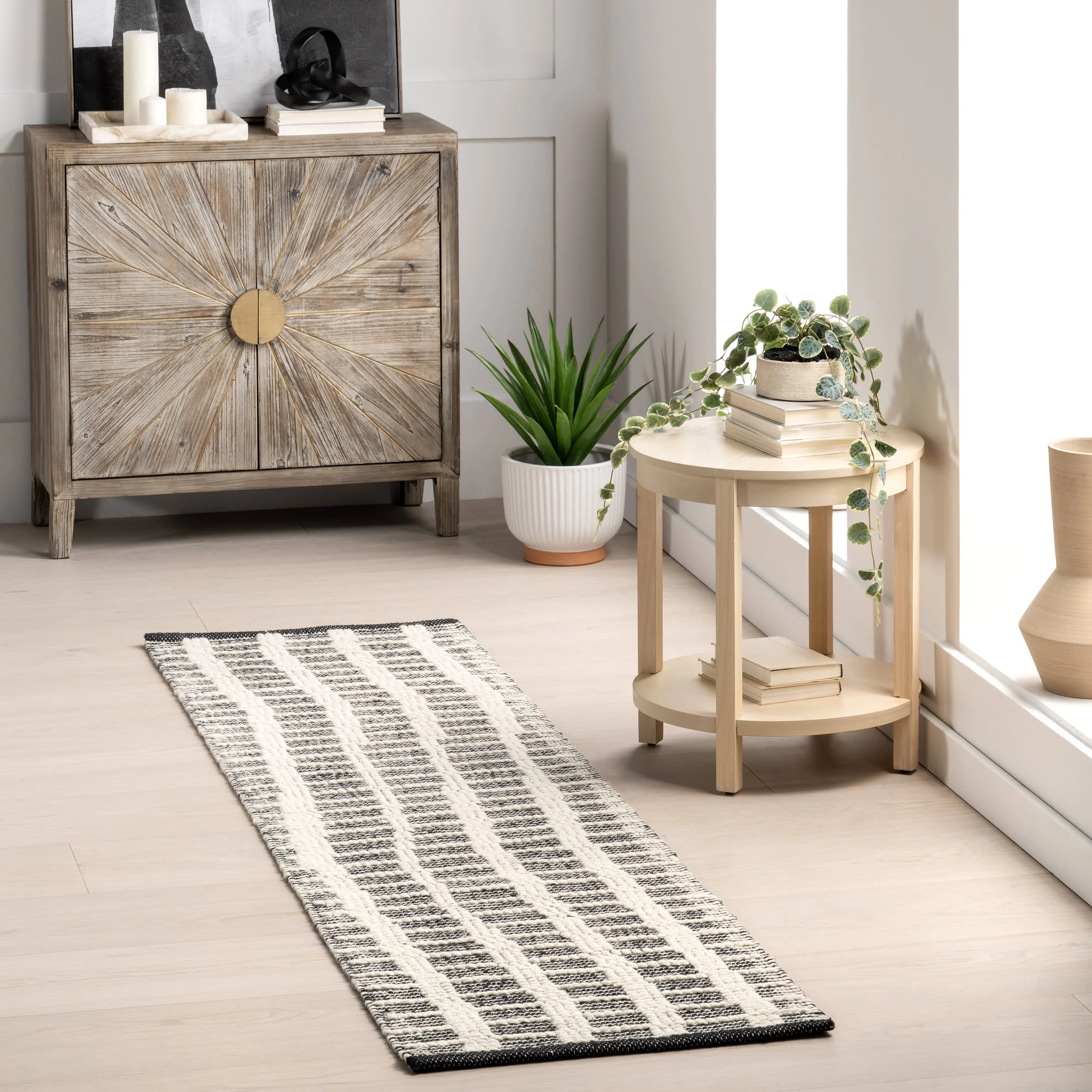 Parker Check Textured Rug | Ivory - Image 2