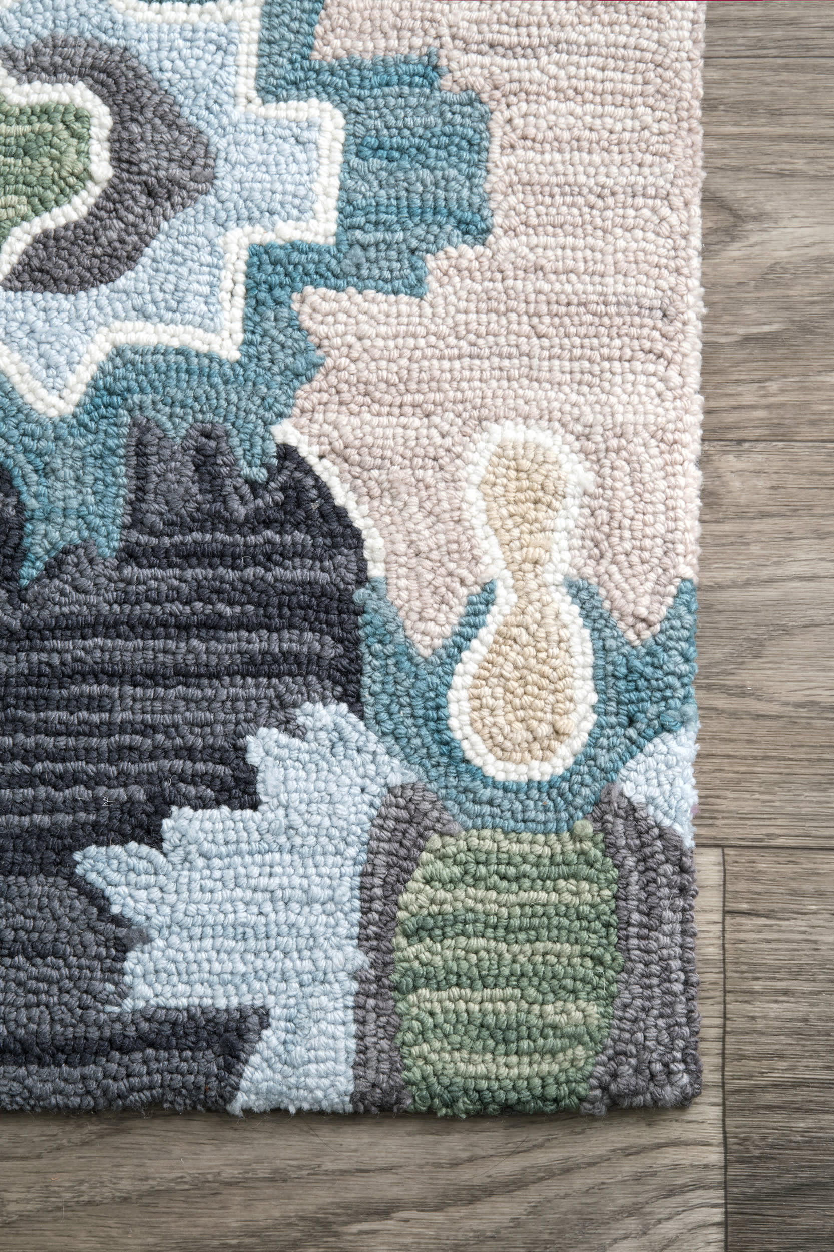 Patchwork Abstract Rug | Navy - Image 3