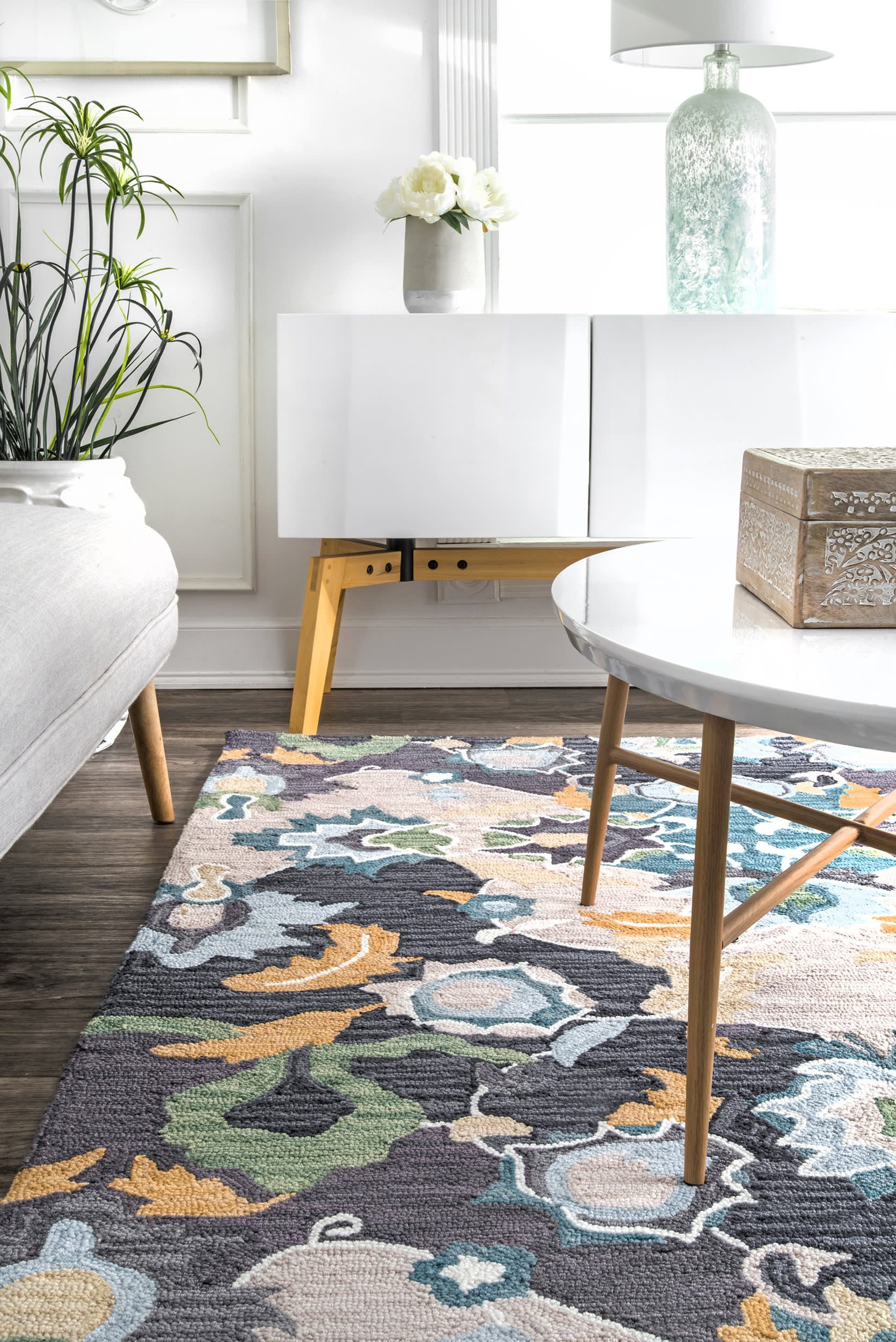 Patchwork Abstract Rug | Navy - Image 4