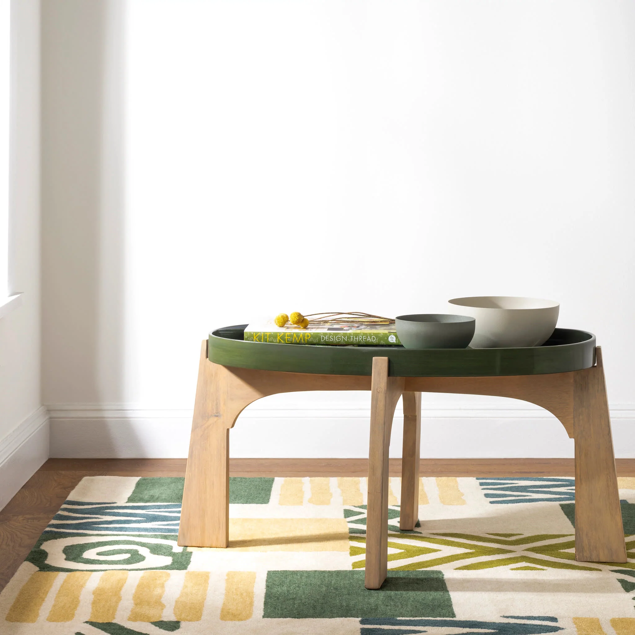 Patchwork Hand Tufted Wool Rug | Green - Image 3