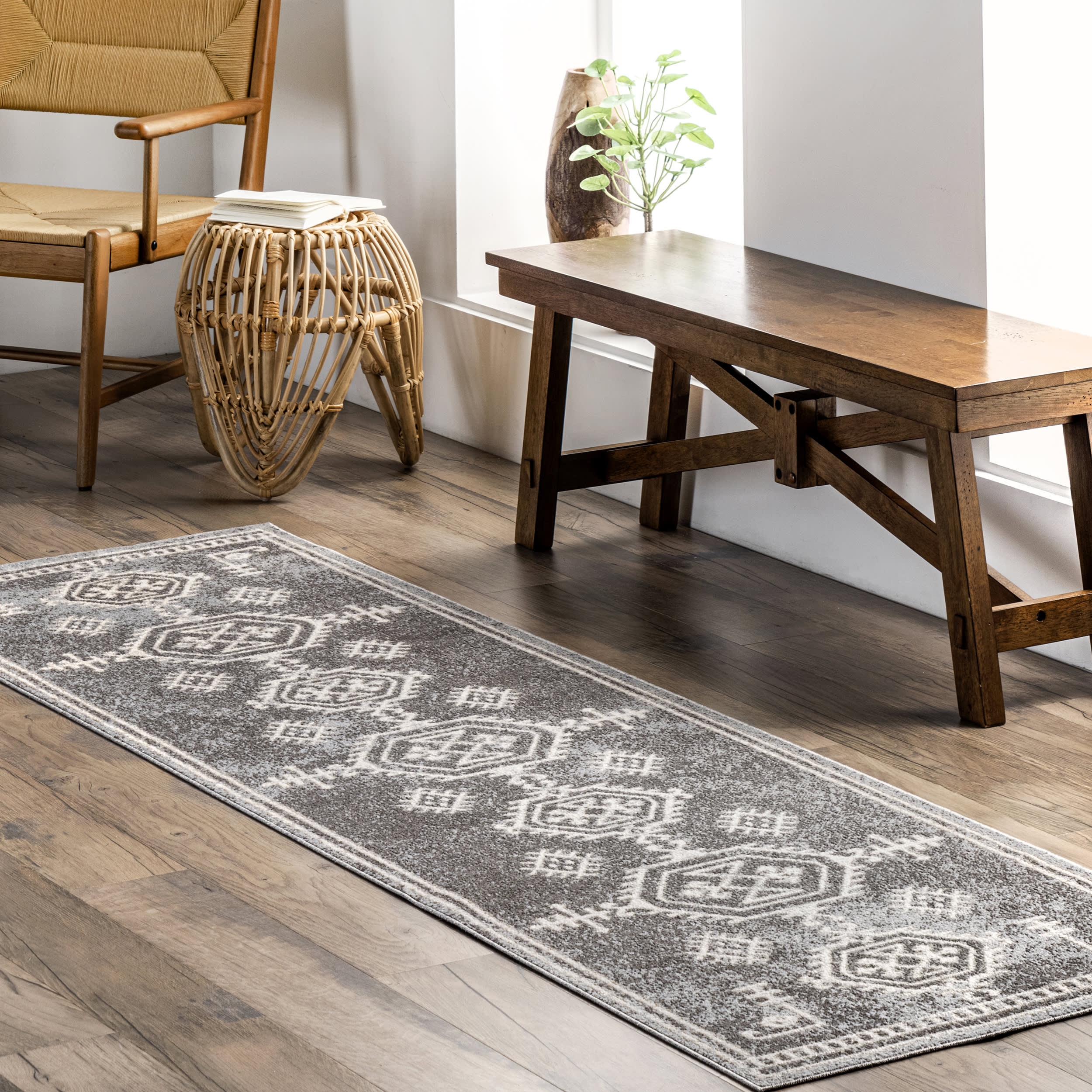Pattie Graphic Washable Rug | Dark Grey - Image 2