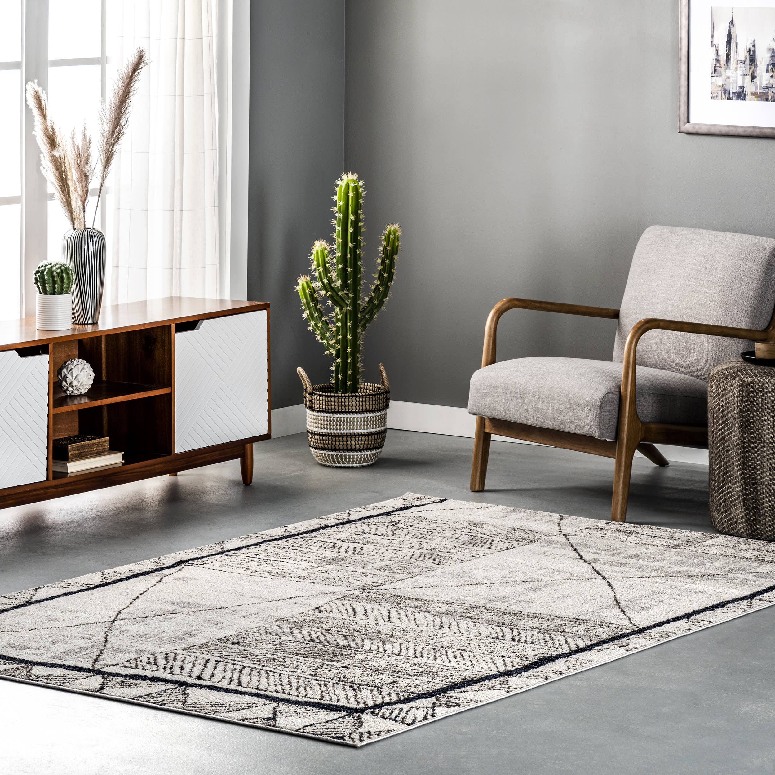Paula Abstract Stripes Rug | Beige - Image 2