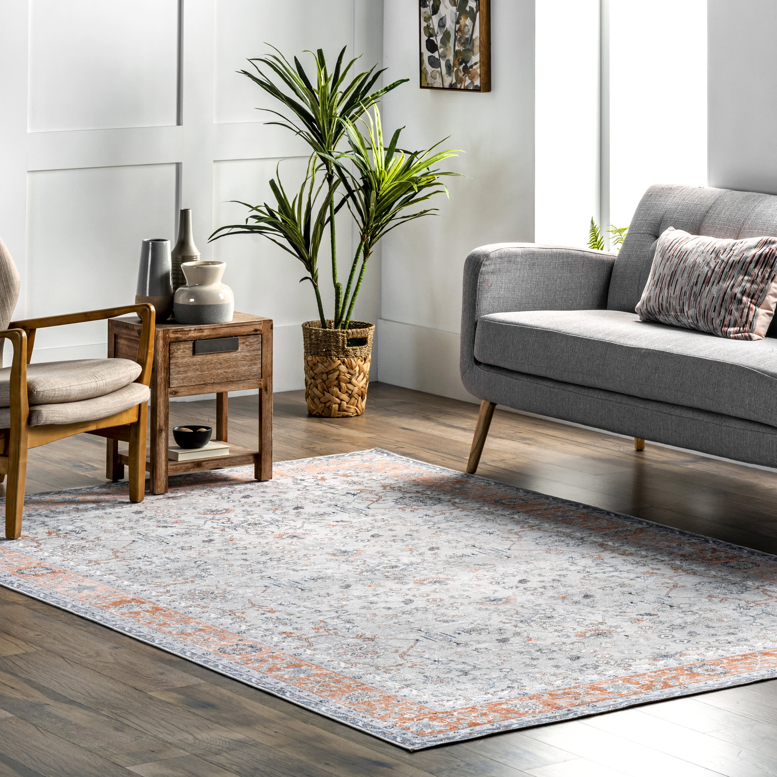 Paulina Persian Washable Rug | Light Grey - Image 2