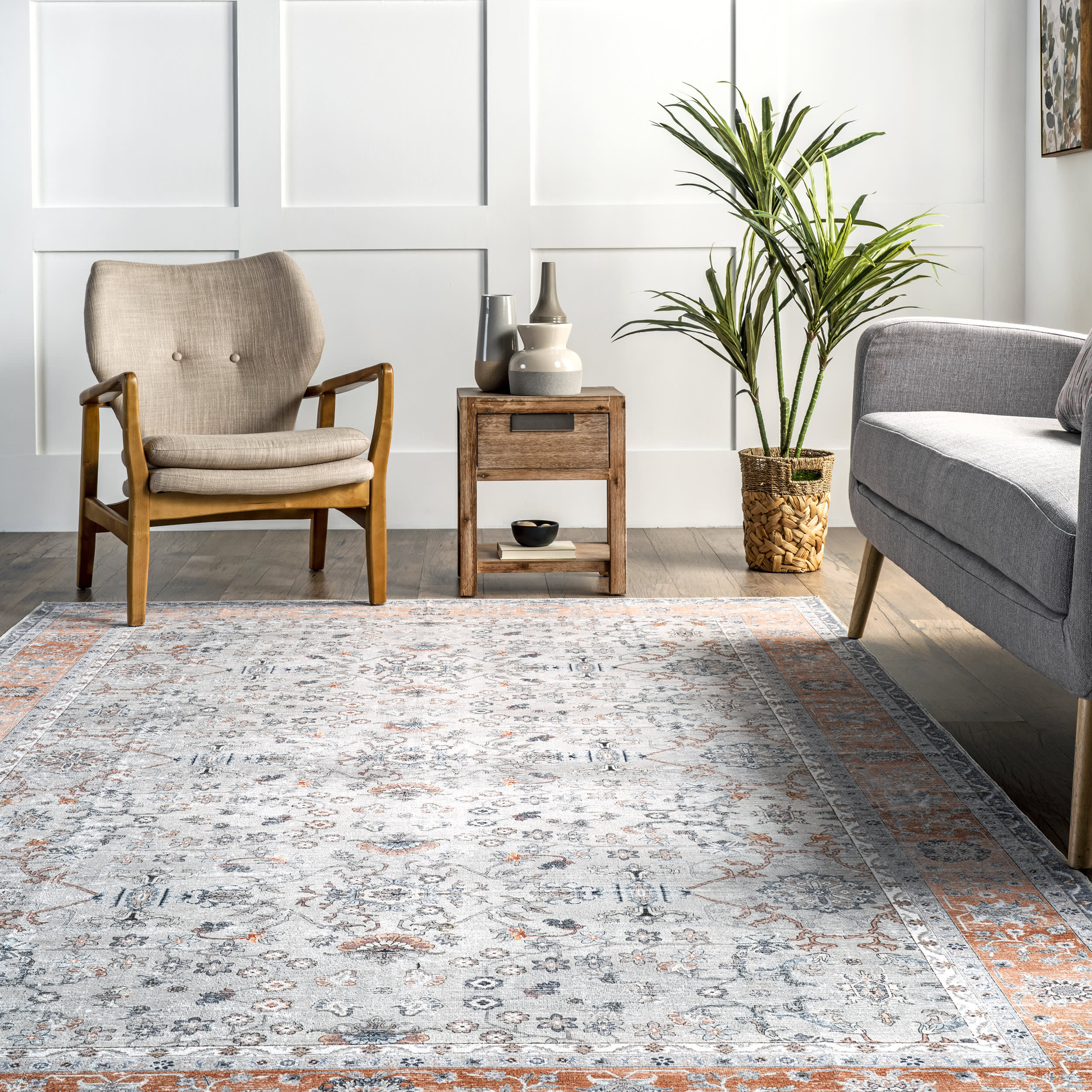 Paulina Persian Washable Rug | Light Grey - Image 4