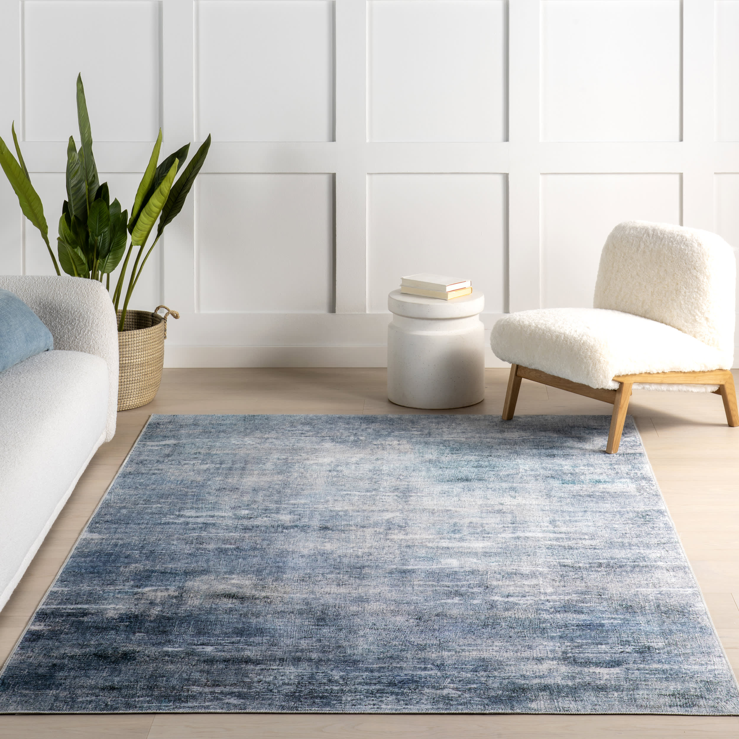 Peggy Abstract Spill Proof Washable Rug | Blue - Image 5