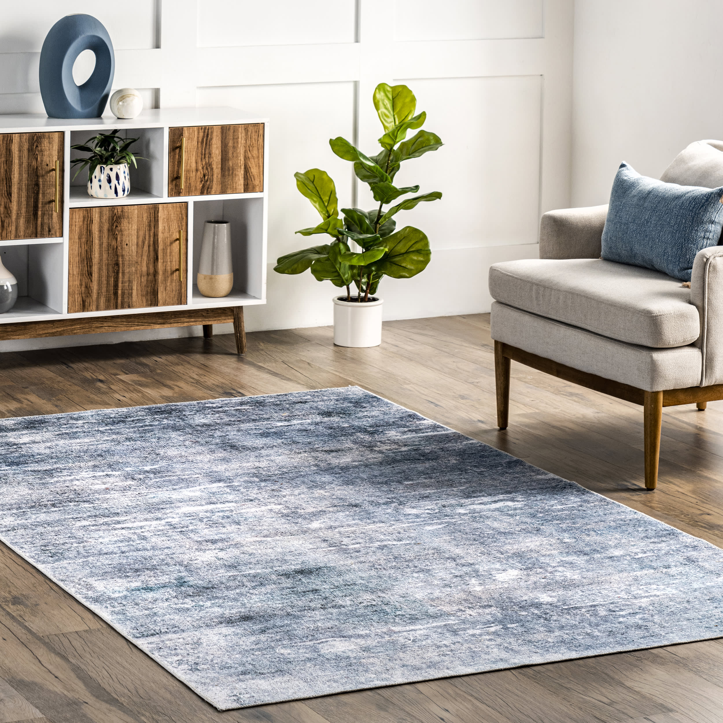Peggy Washable Abstract Rug | Blue - Image 2