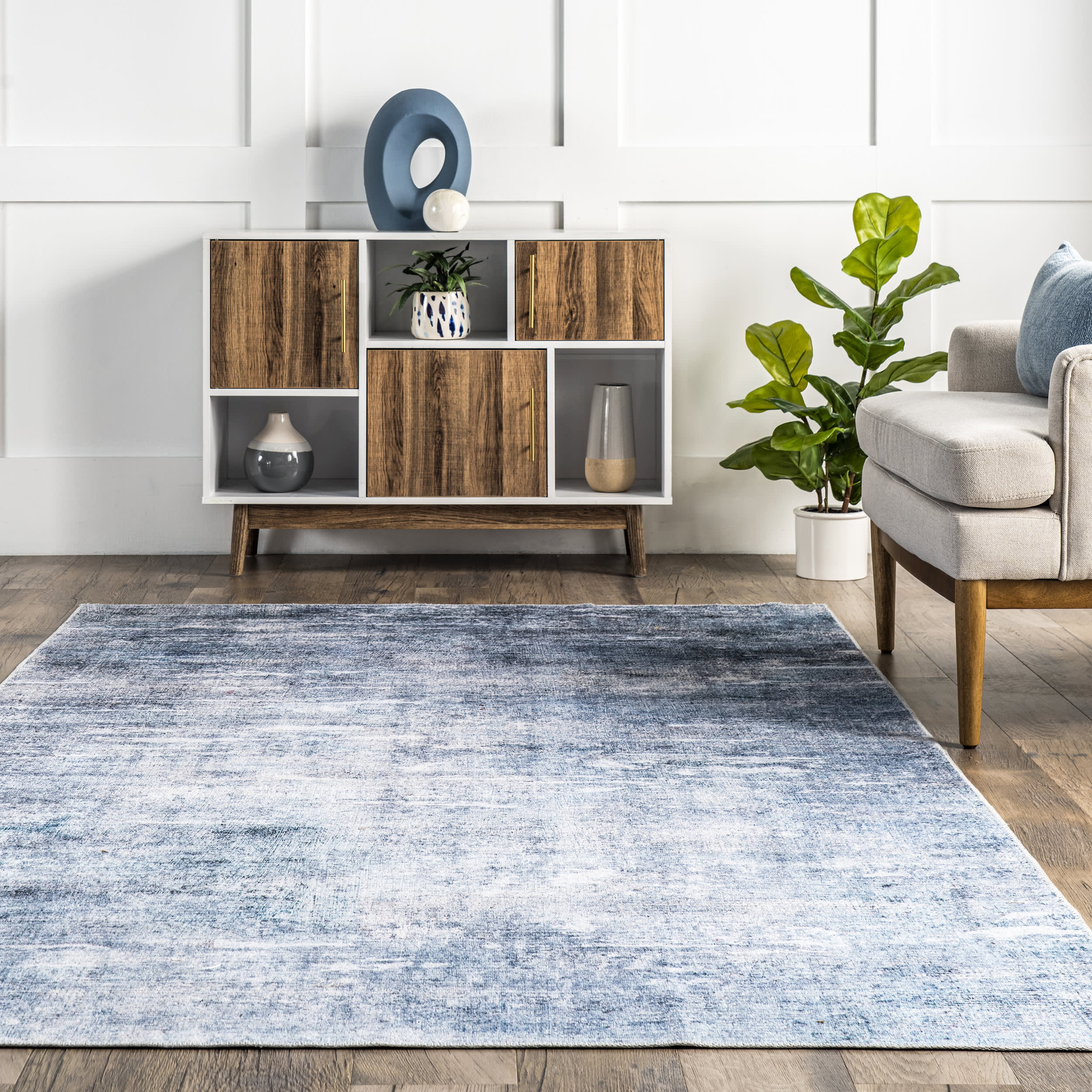 Peggy Washable Abstract Rug | Blue - Image 4