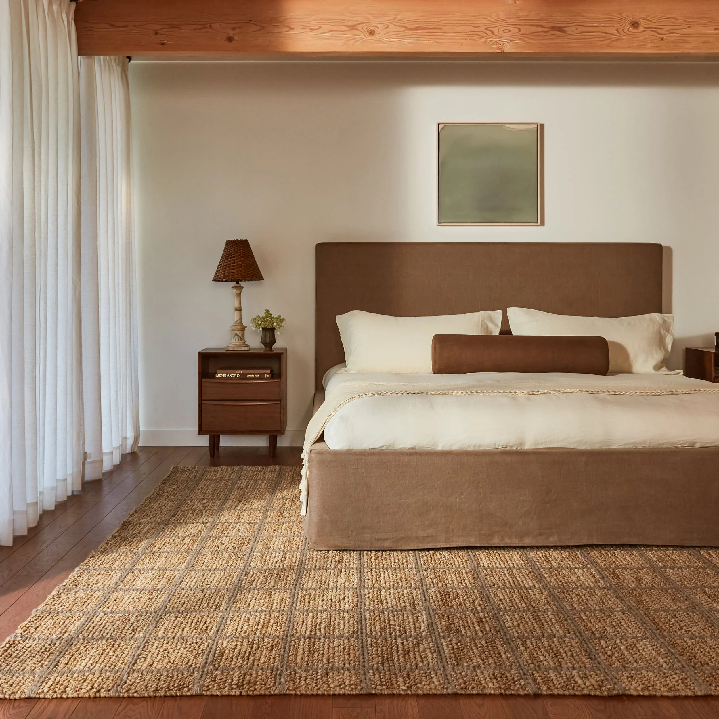 Penni Checked Jute and Wool Rug | Natural - Image 2