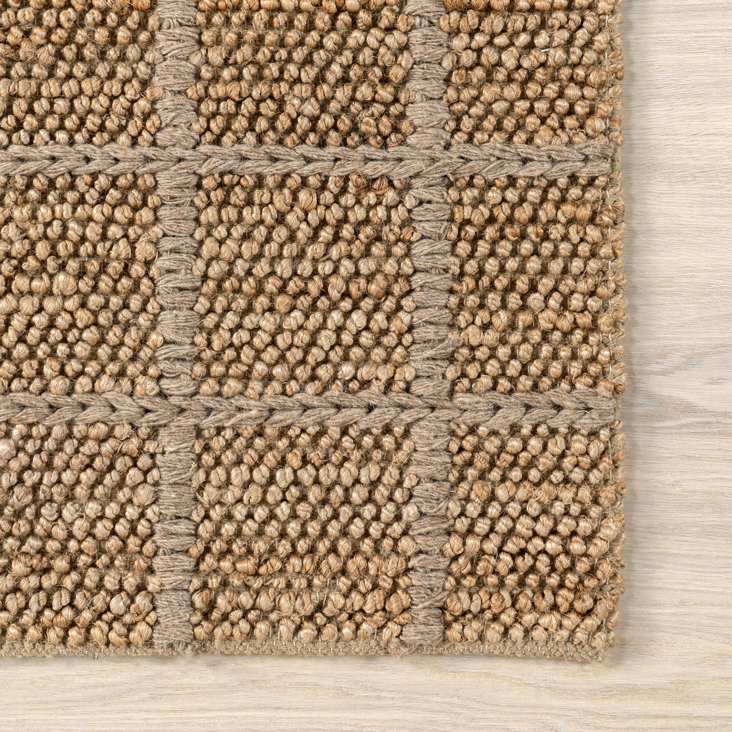 Penni Checked Jute and Wool Rug | Natural - Image 3