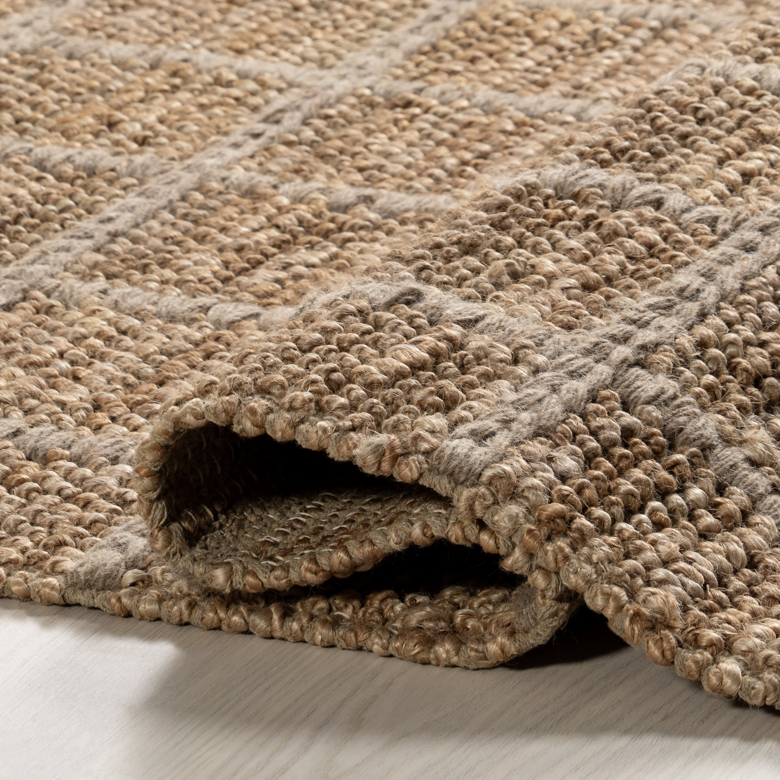 Penni Checked Jute and Wool Rug | Natural - Image 7