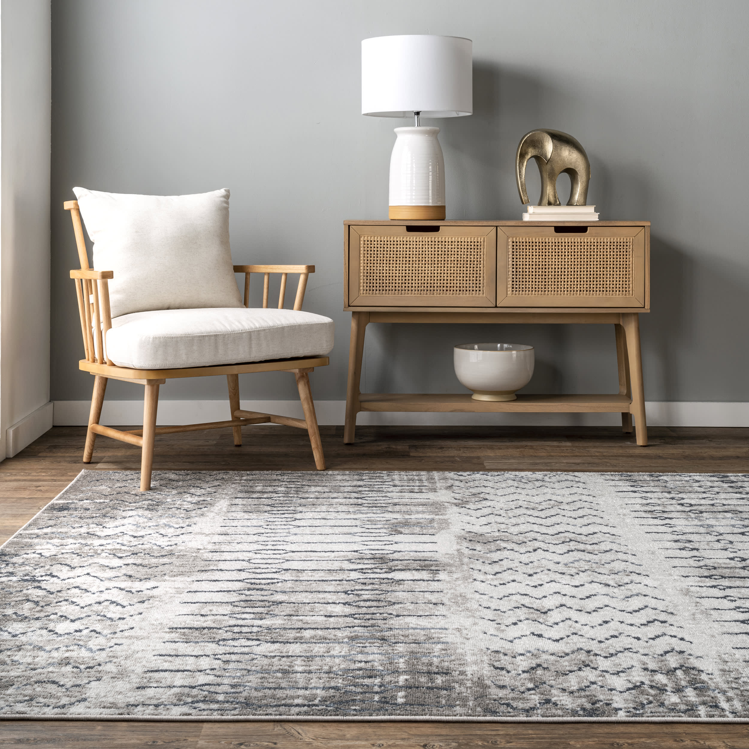 Penny Geometric Striped Rug | Blue - Image 4
