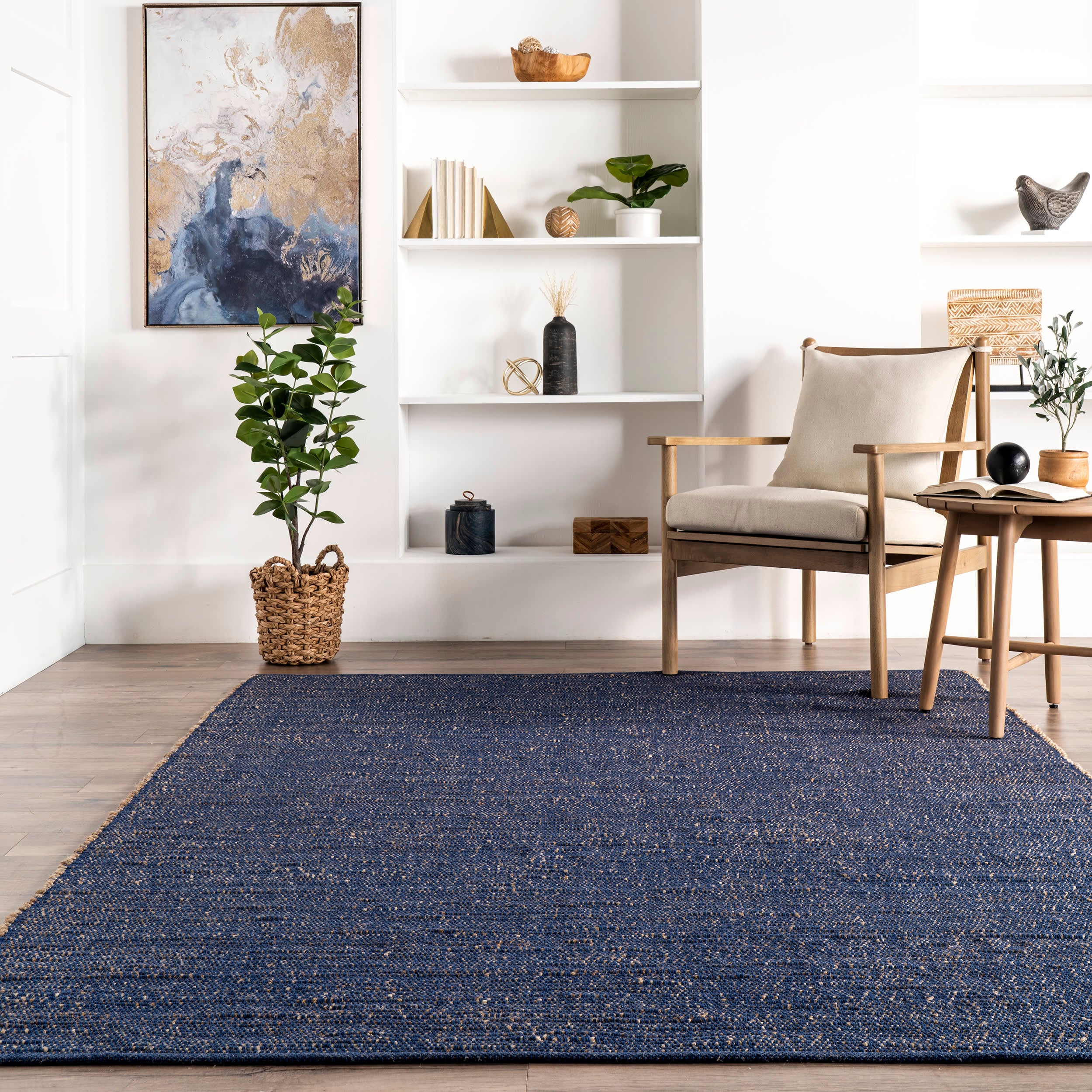 Perfect Handwoven Jute-Blend Rug | Blue - Image 4