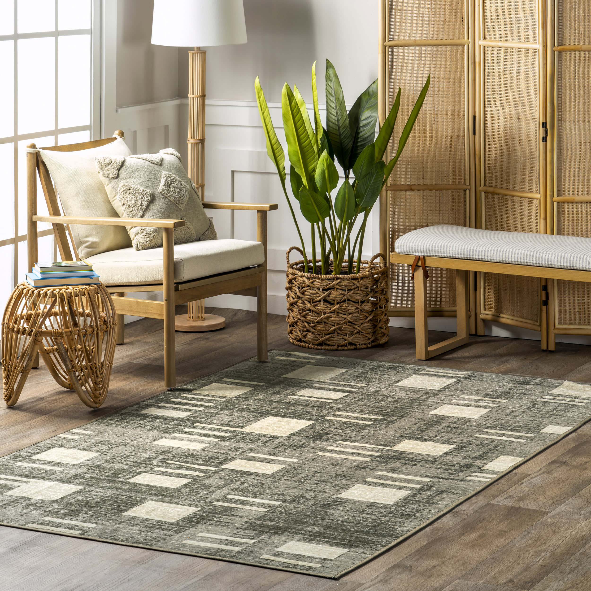 Pernia Washable Deconstructed Rug | Grey - Image 2