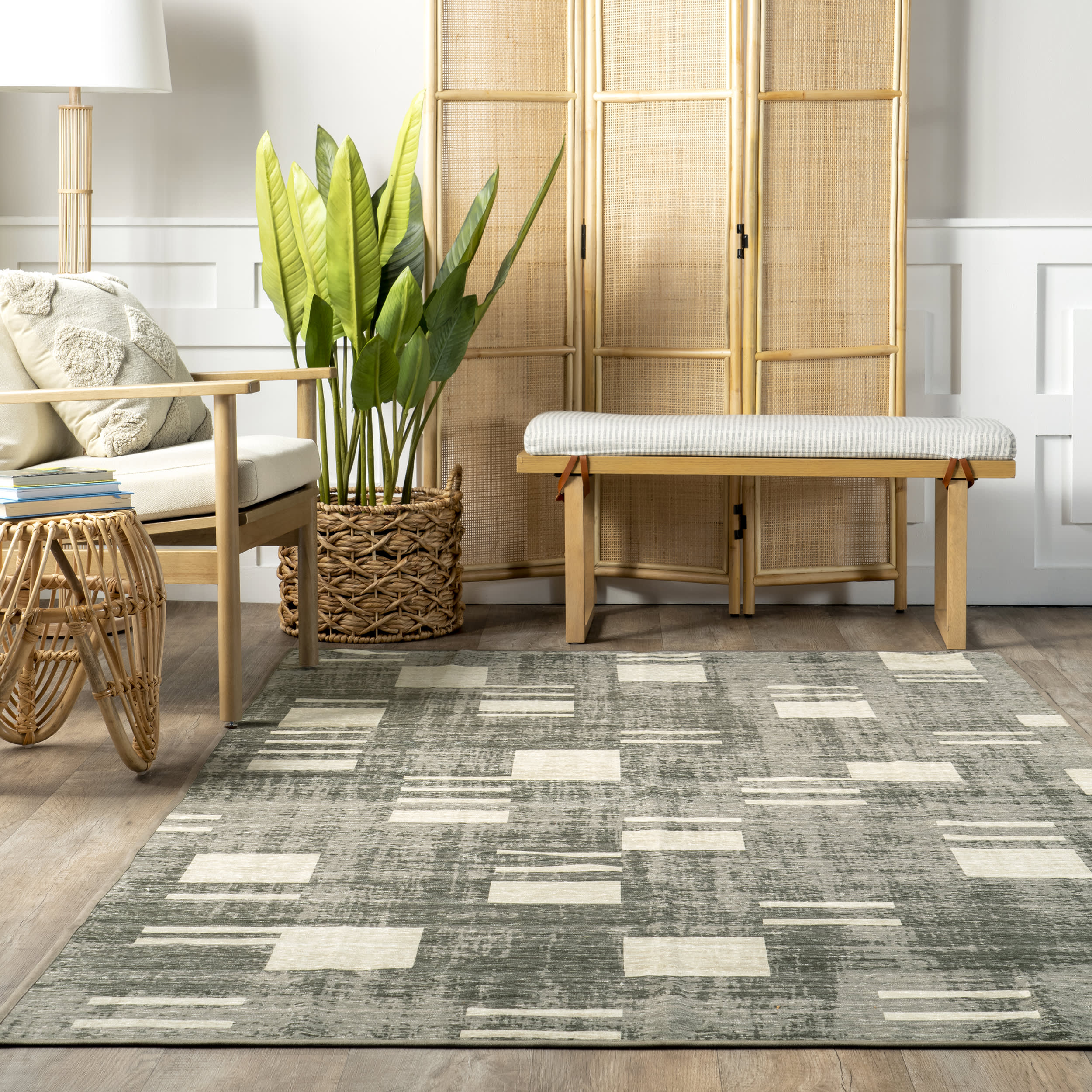 Pernia Washable Deconstructed Rug | Grey - Image 4