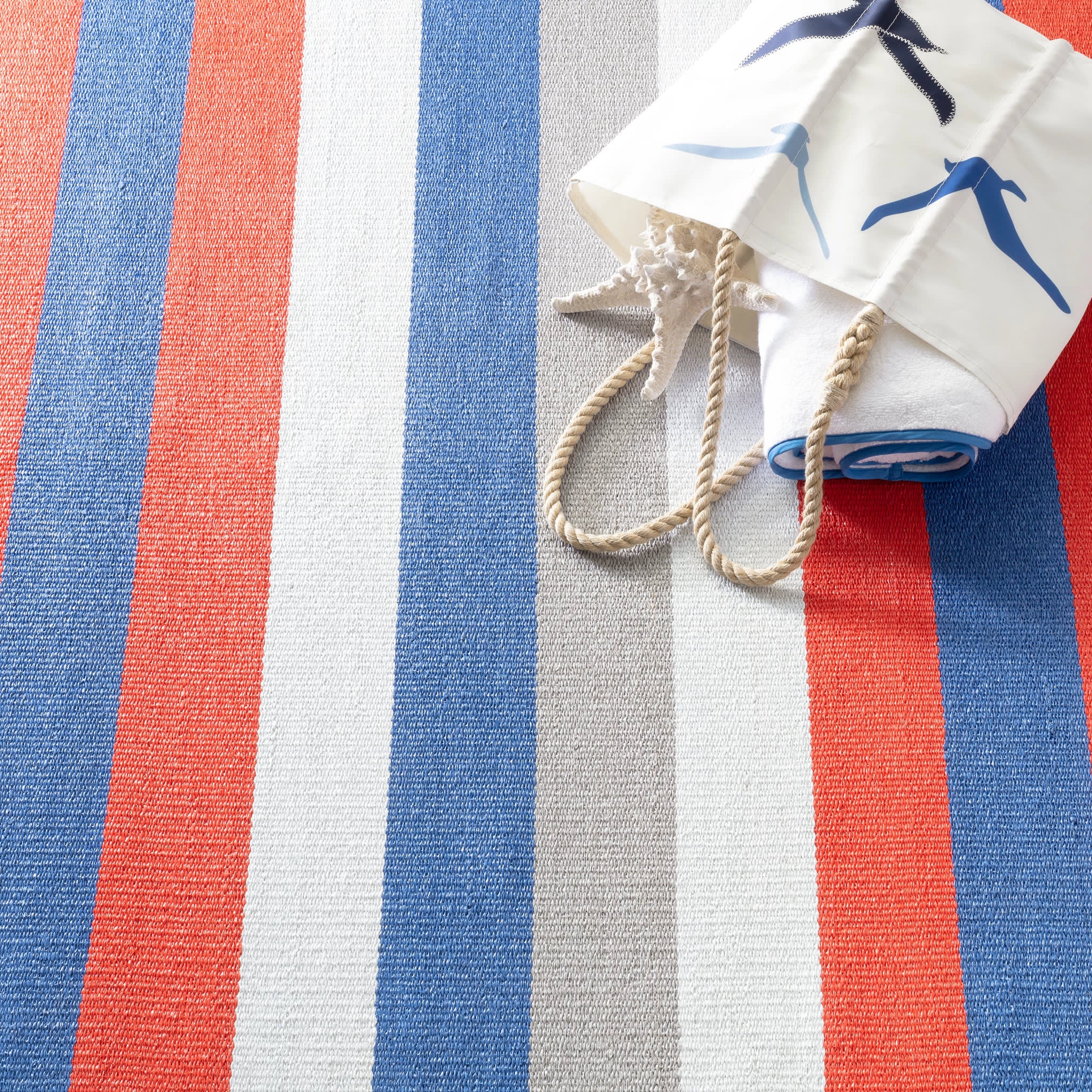Perry Stripe Handwoven Indoor/Outdoor Rug | Blue - Image 3
