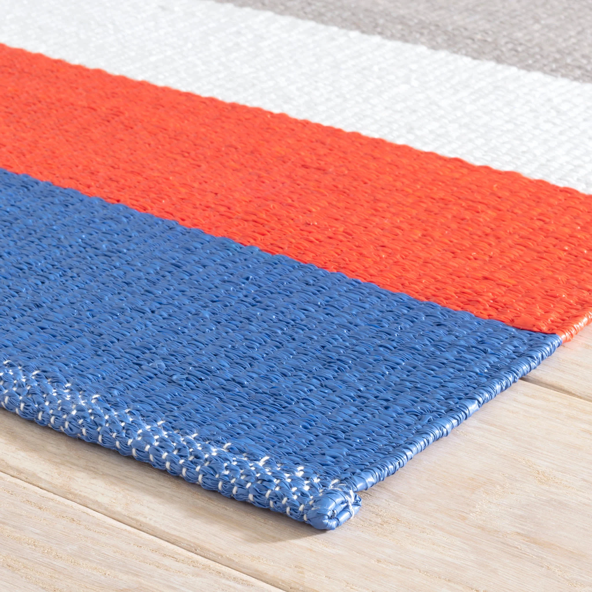 Perry Stripe Handwoven Indoor/Outdoor Rug | Blue - Image 4