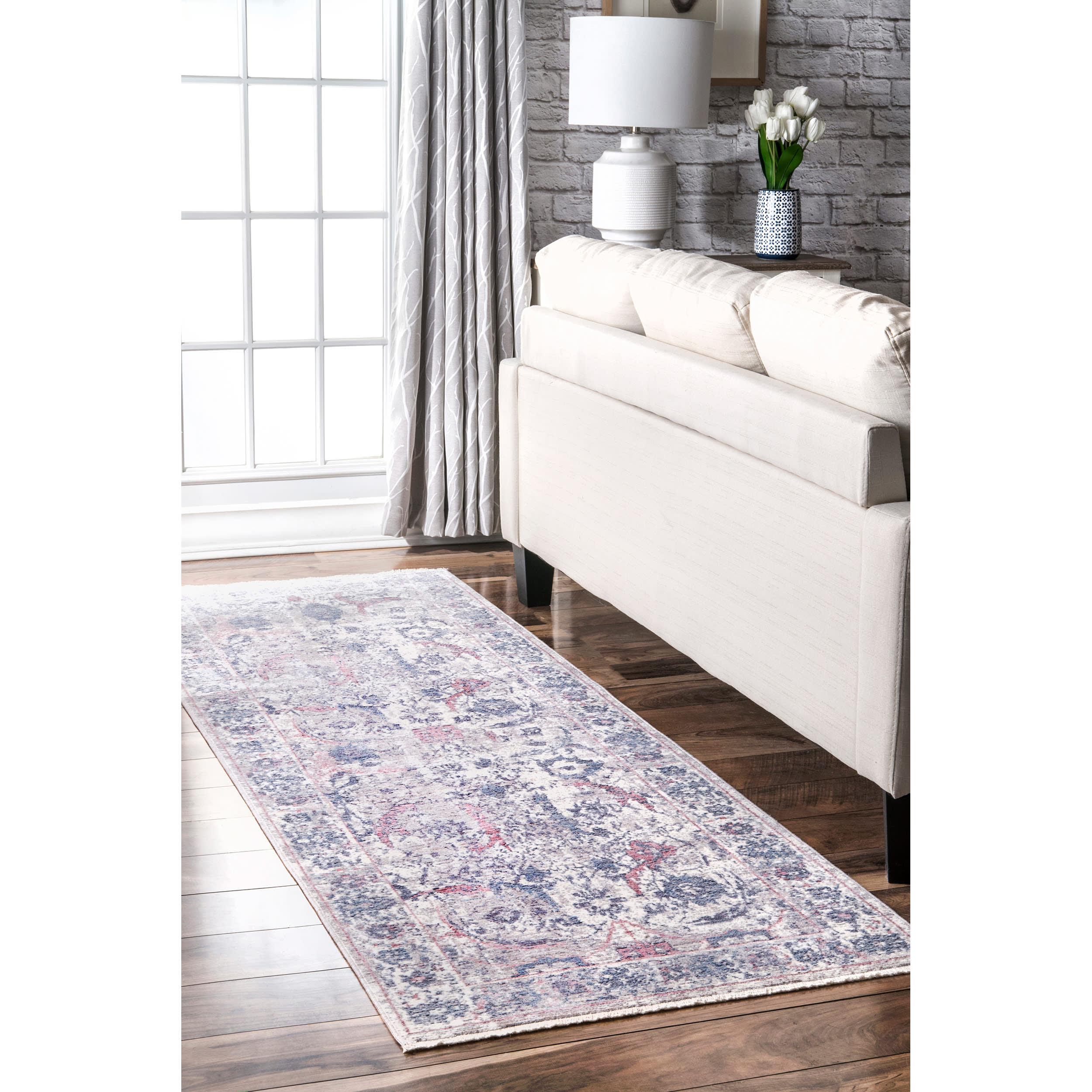 Persian Charmia Fringe Rug | Blue - Image 2