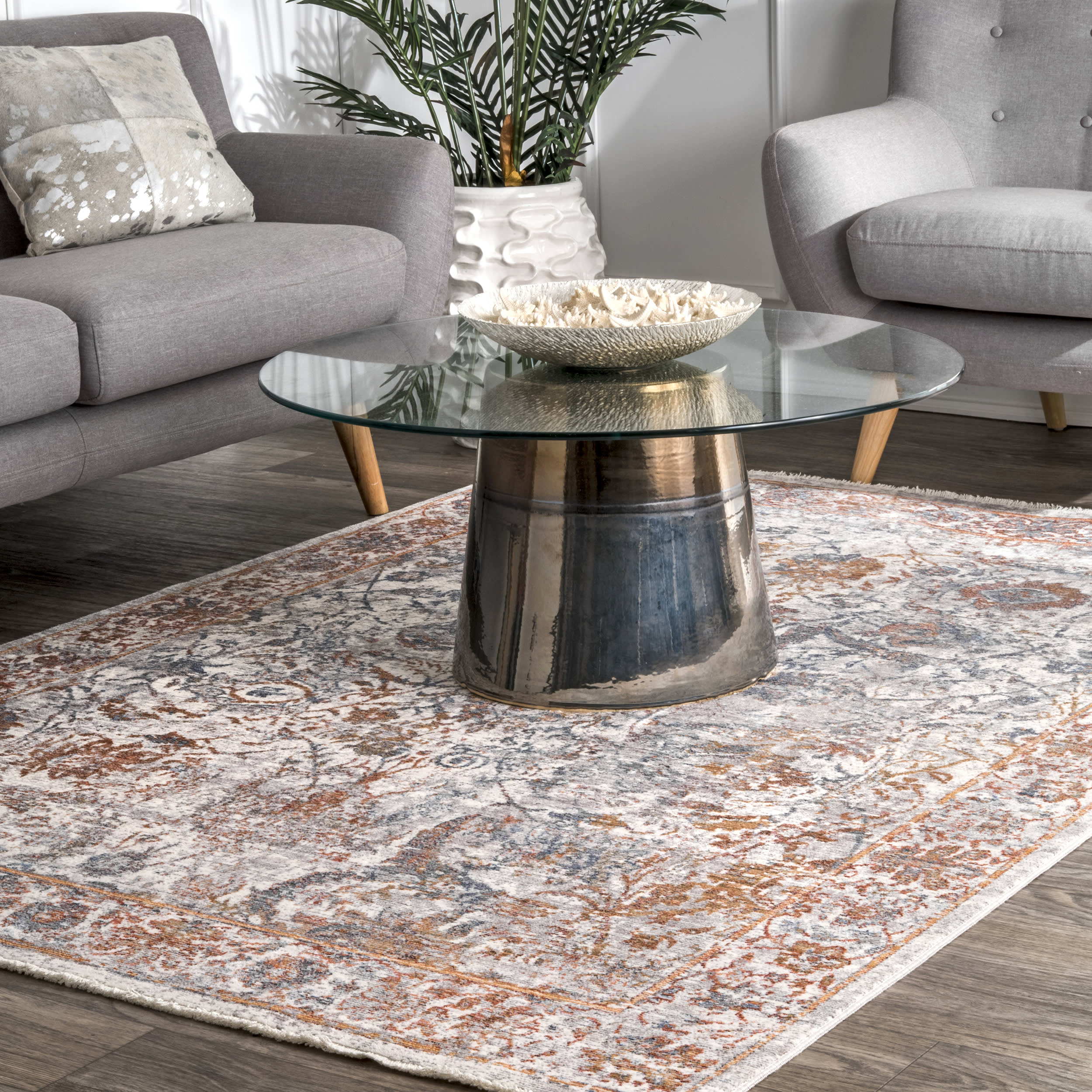 Persian Charmia Fringe Rug | Orange - Image 2