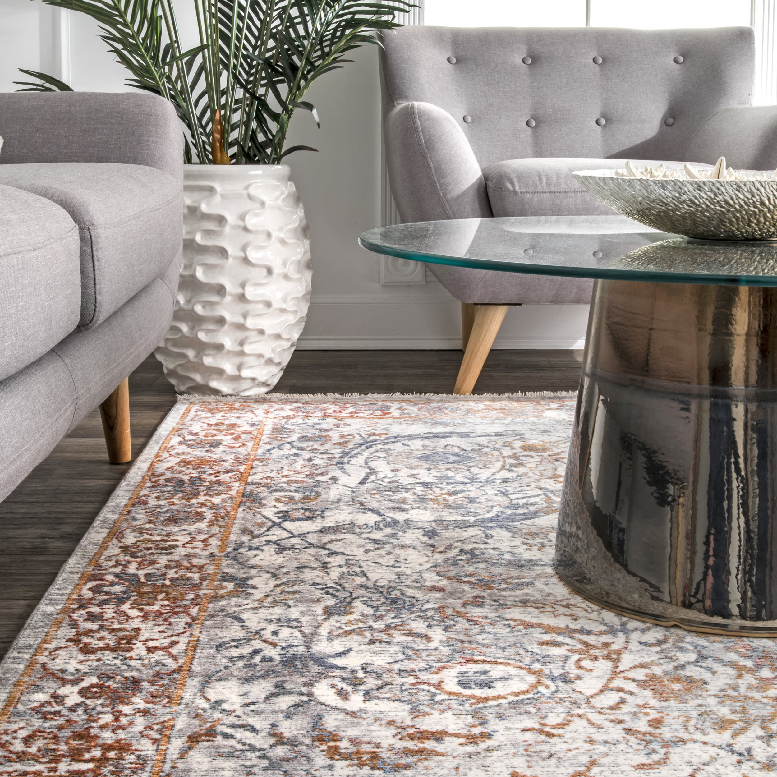 Persian Charmia Fringe Rug | Orange - Image 4