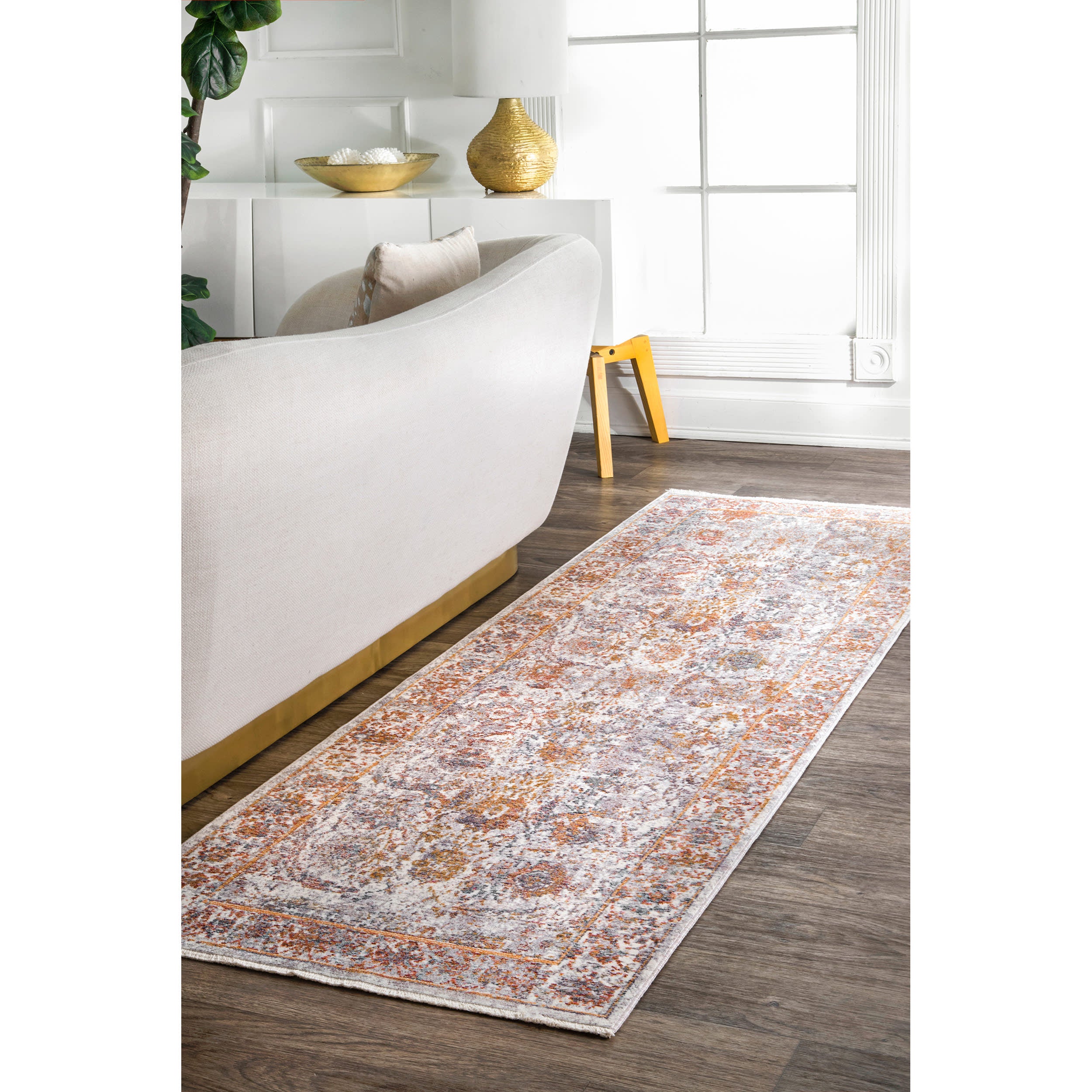 Persian Charmia Fringe Rug | Orange - Image 2