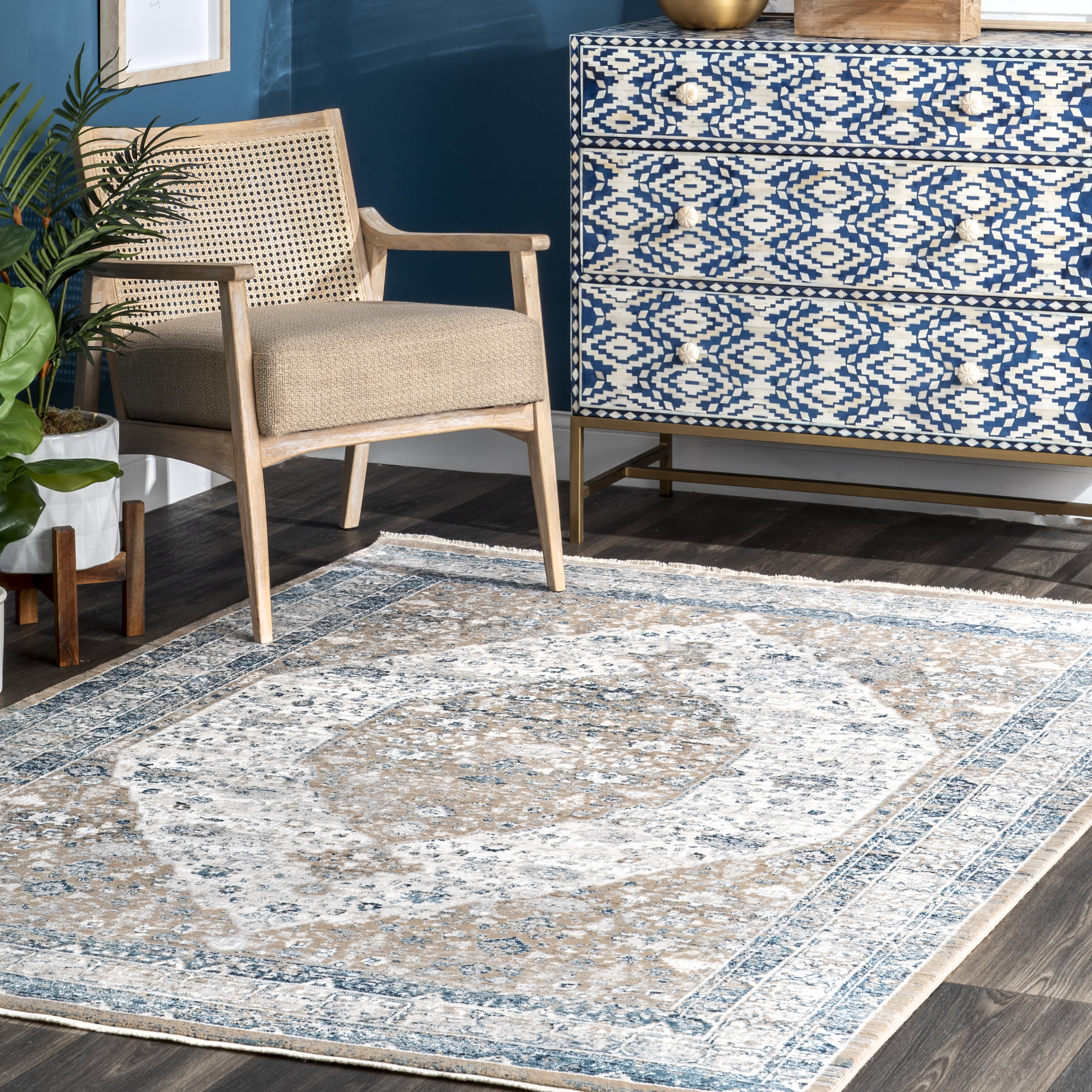 Persian Iris Medallion Rug | Grey - Image 2