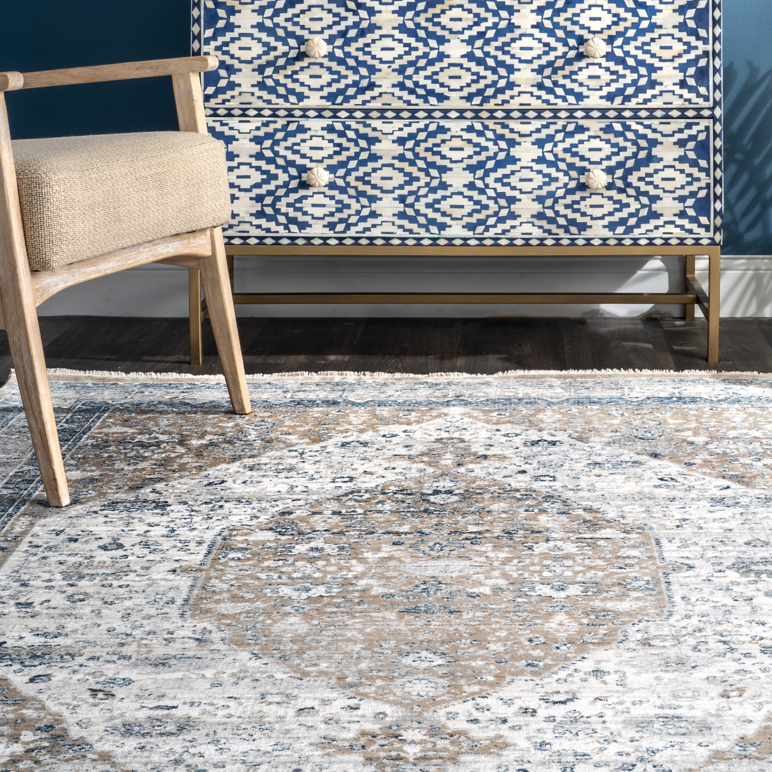 Persian Iris Medallion Rug | Grey - Image 4