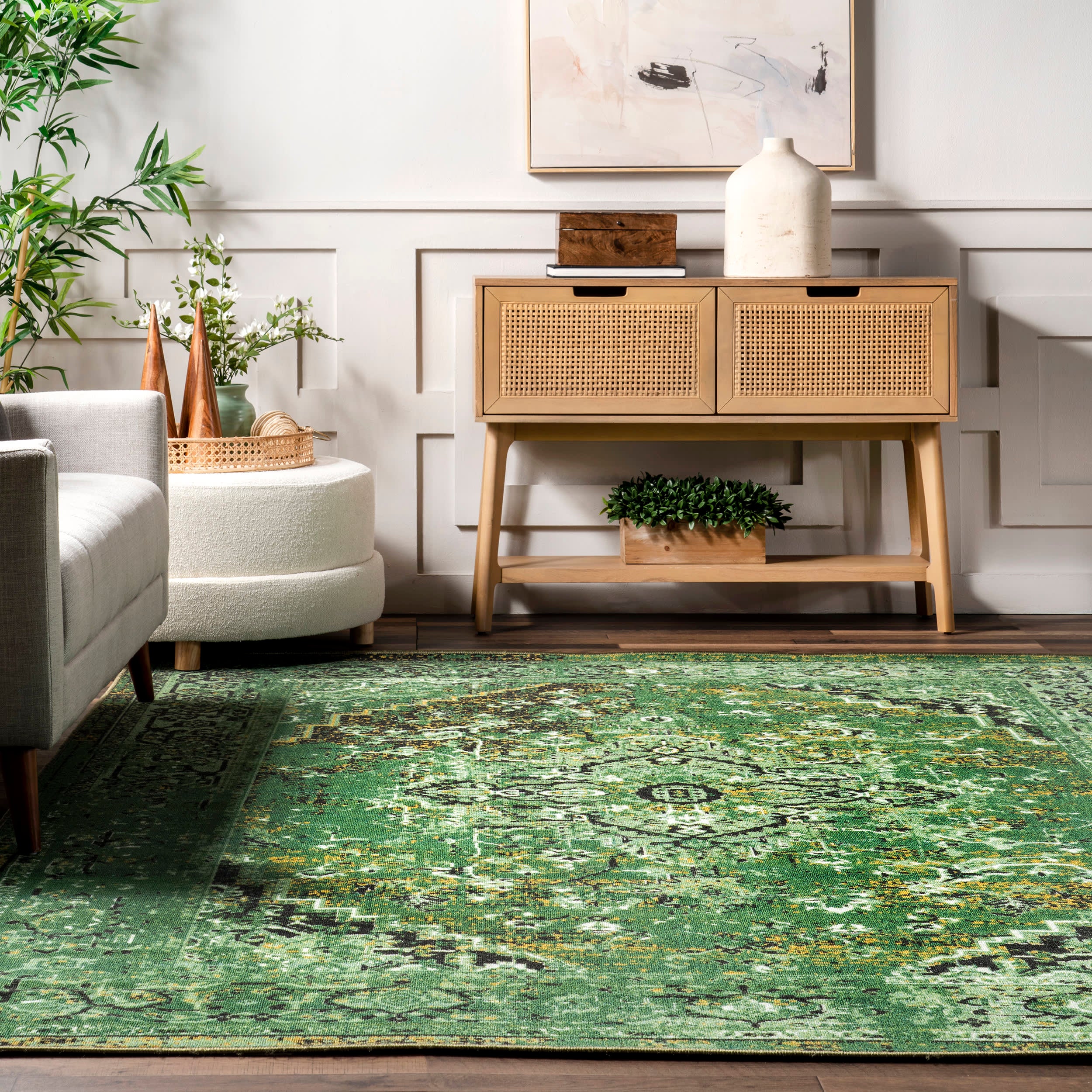 Persian Vintage Rug | Green - Image 4