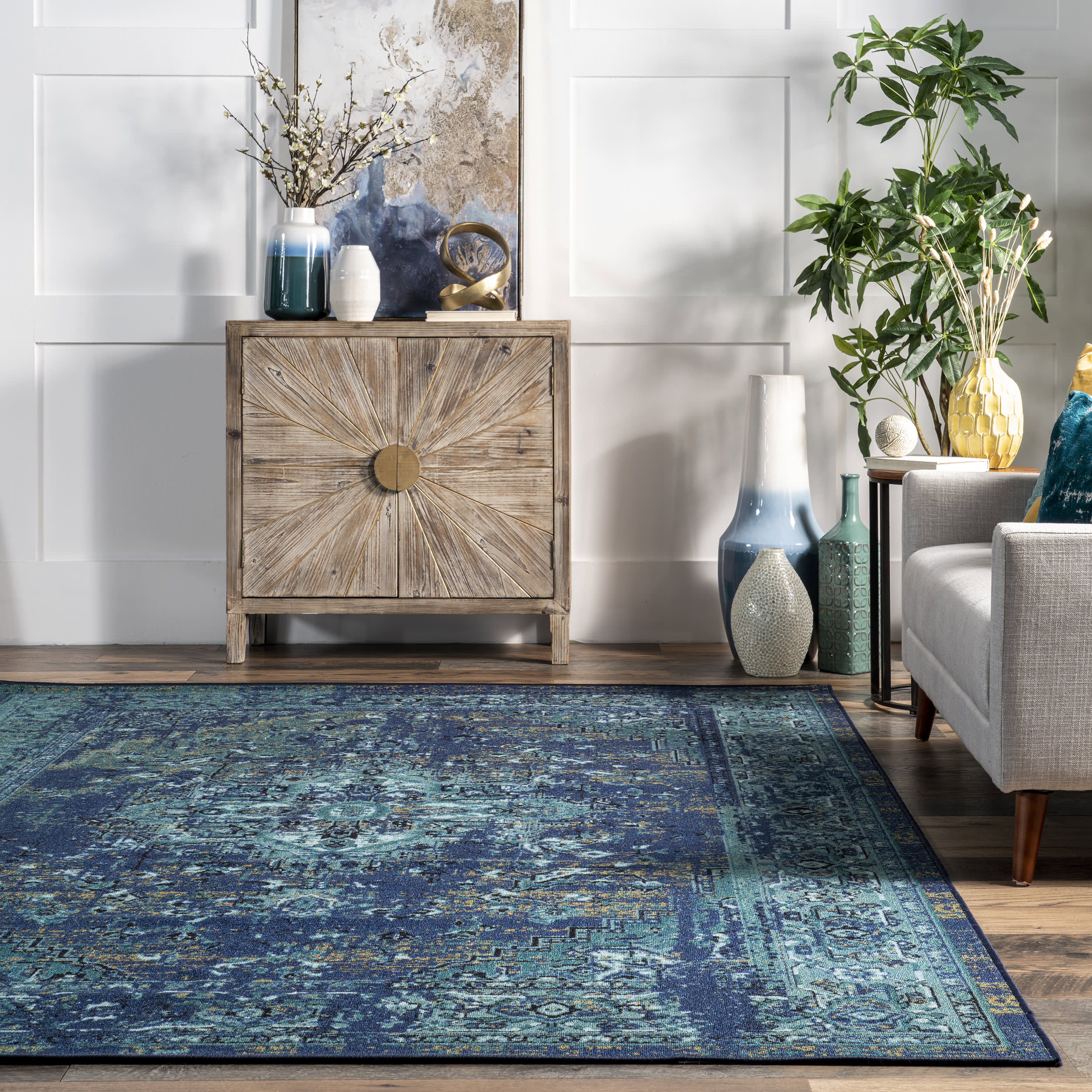 Persian Vintage Rug | Teal - Image 4