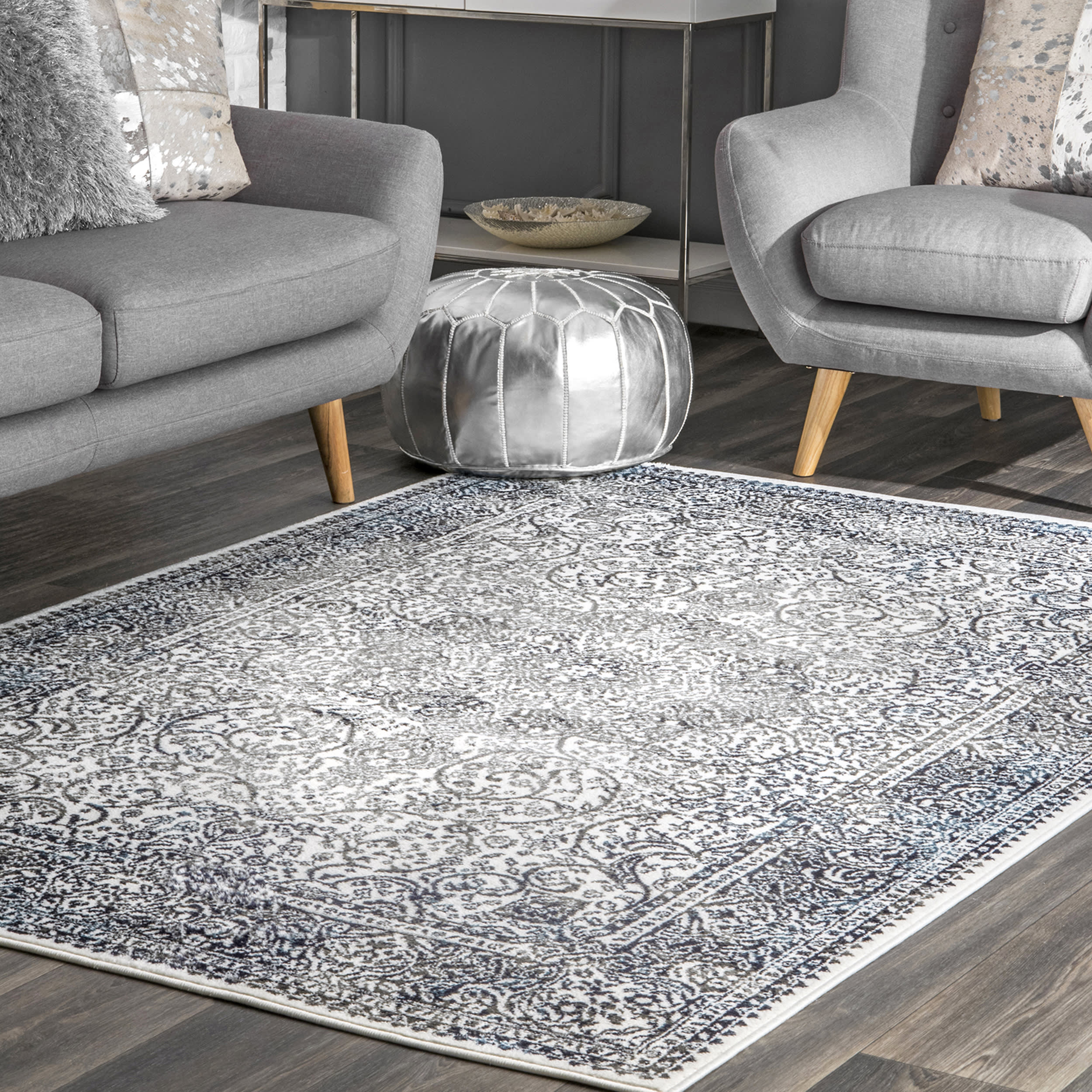 Persian Wreath Rug | Blue - Image 2