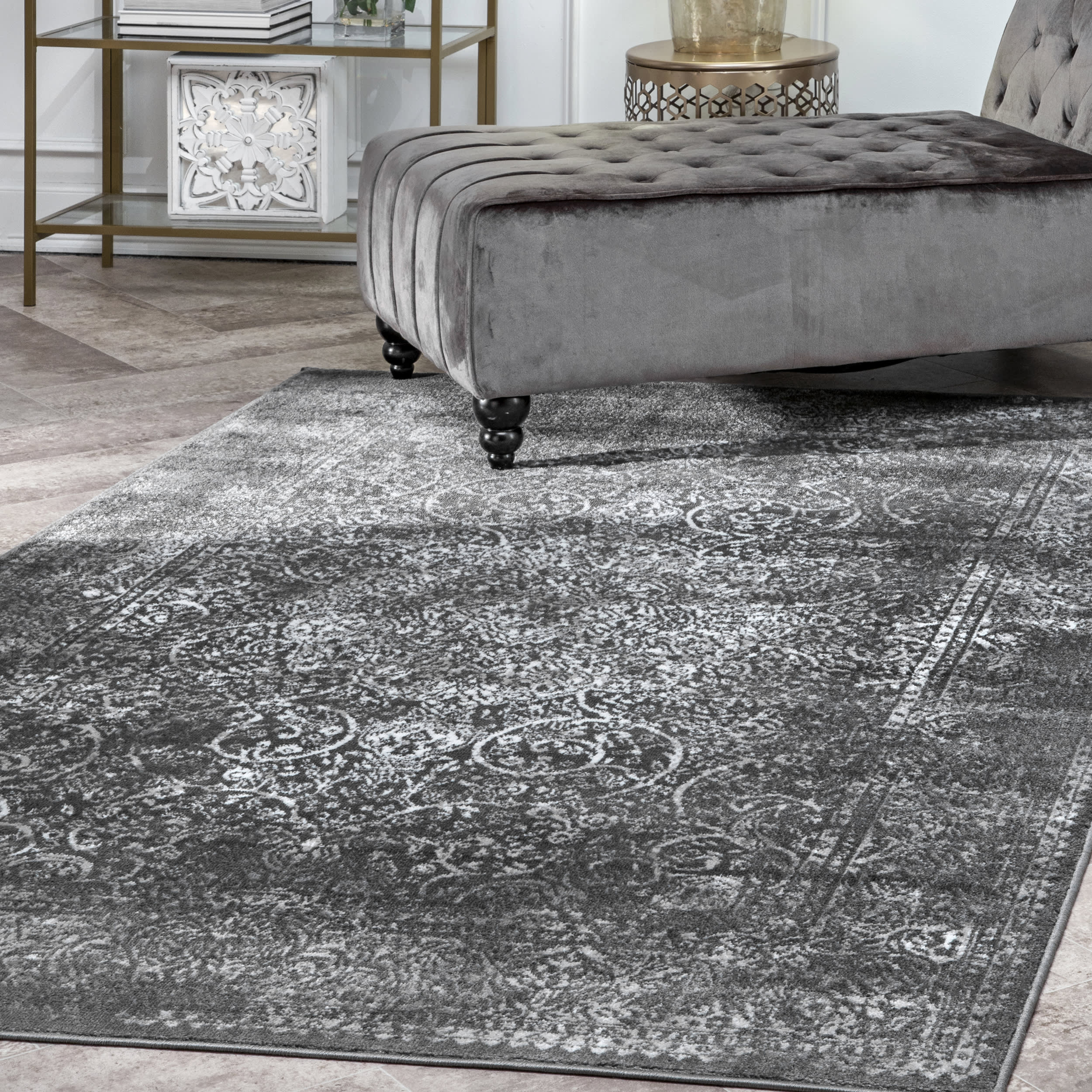 Persian Wreath Rug | Dark Grey - Image 2