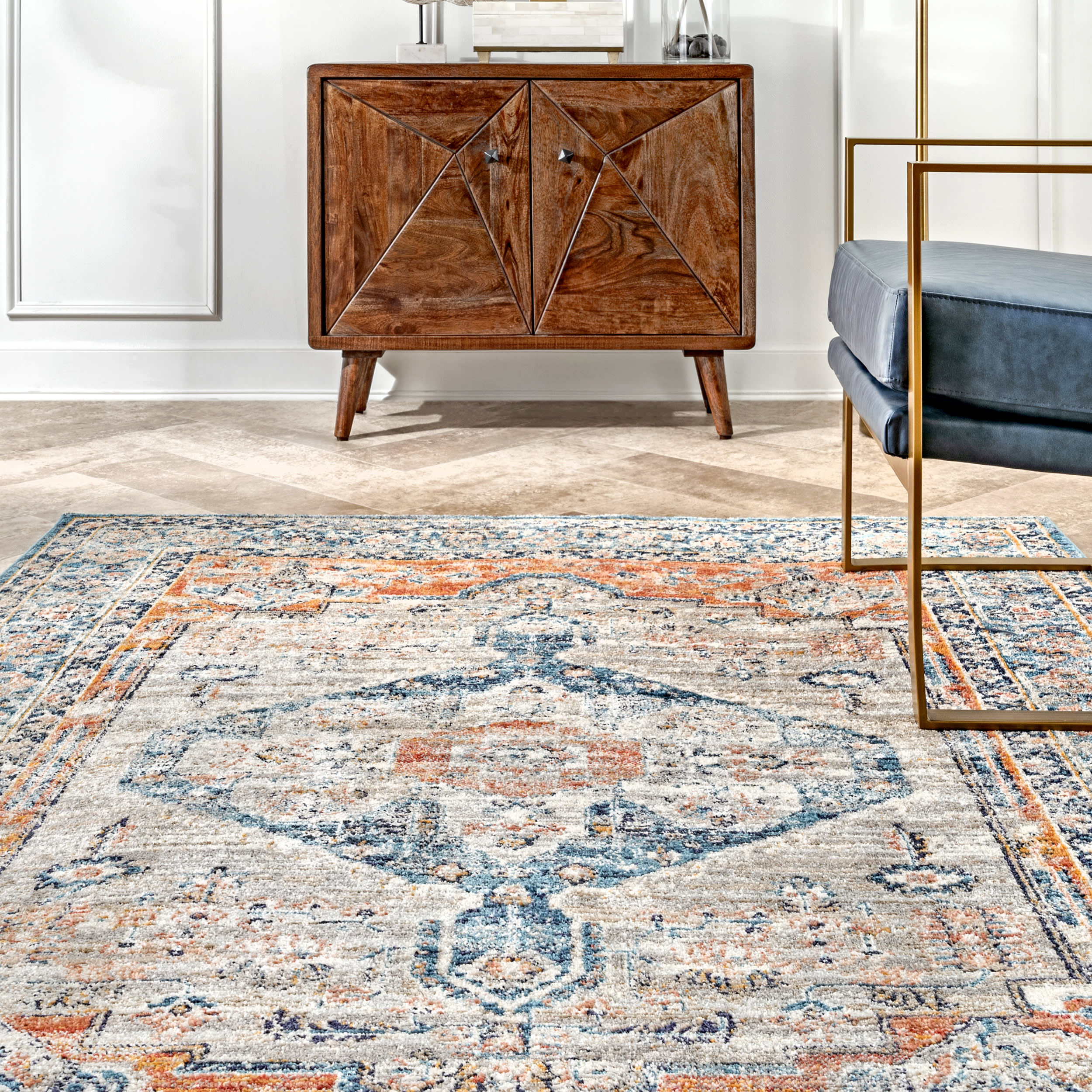 Petalled Medallion Rug | Beige - Image 4
