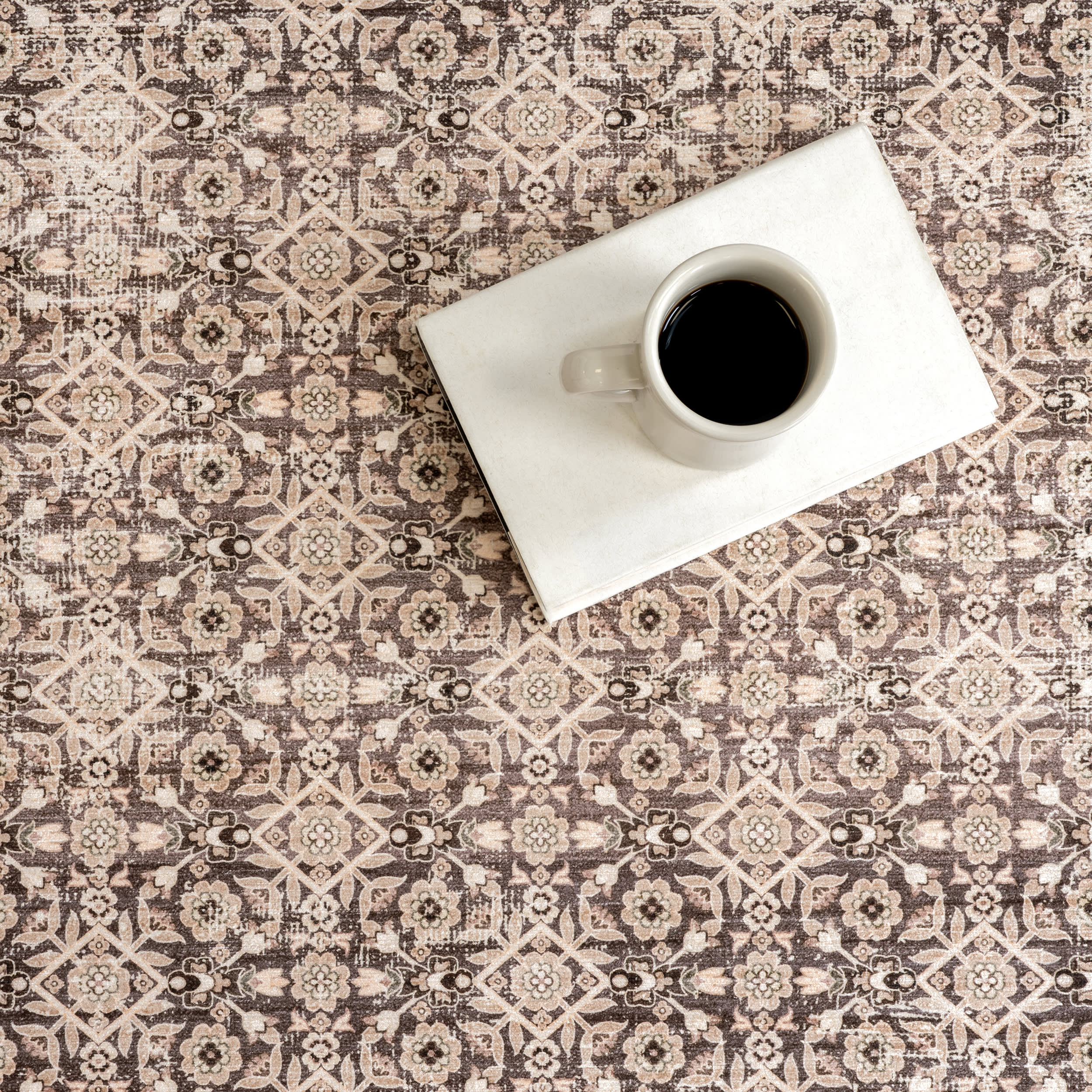 Petula Botanical Spill Proof Washable Rug | Beige - Image 8
