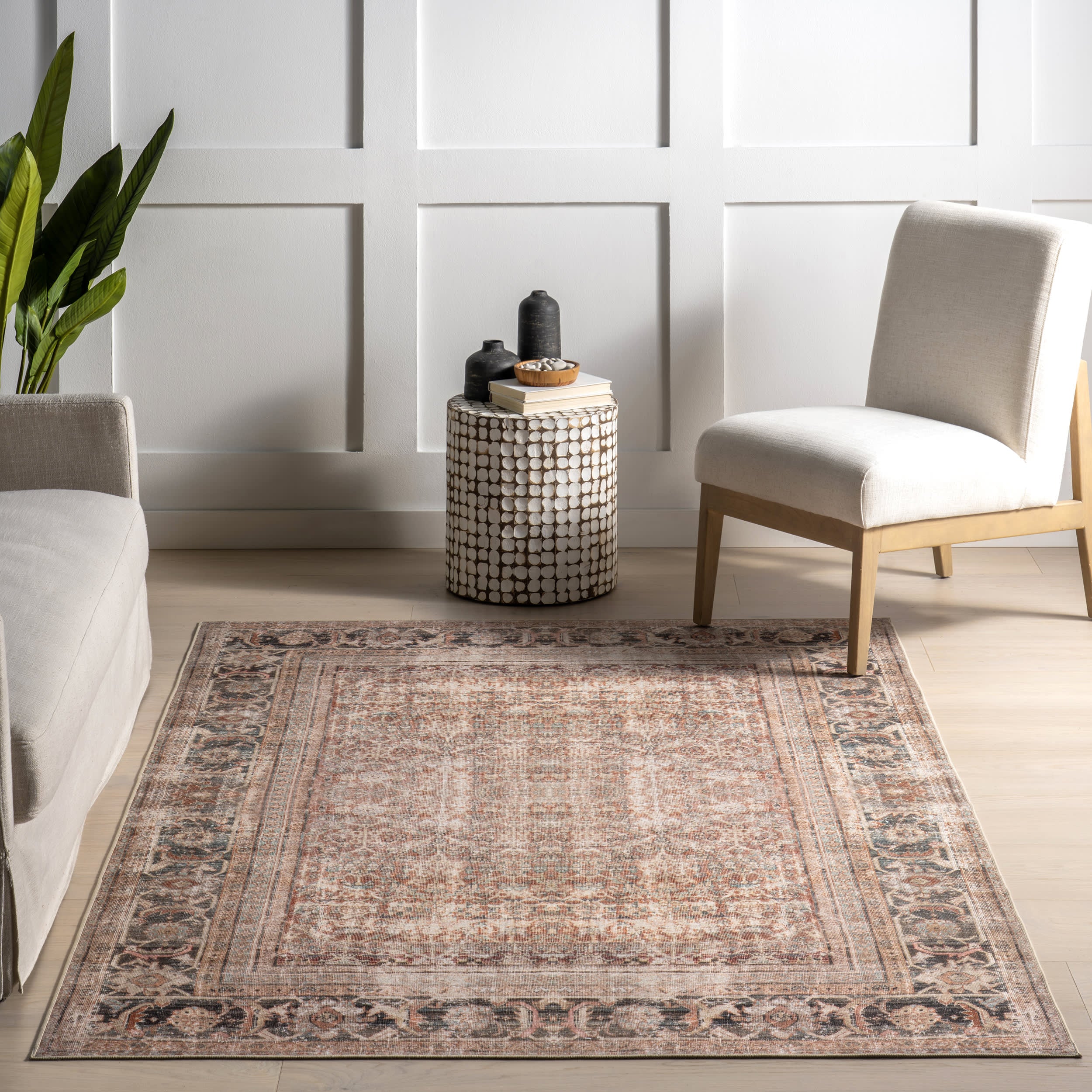 Petunia Medallion Washable Rug | Brown - Image 5