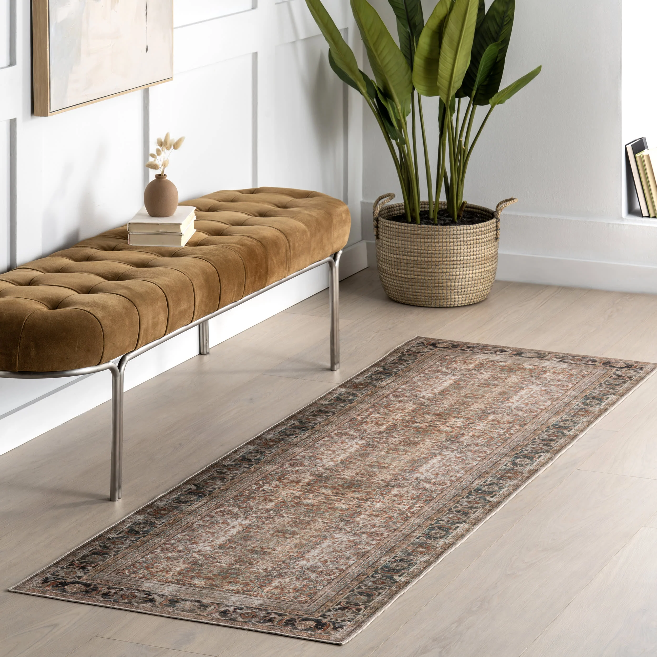 Petunia Medallion Washable Rug | Brown - Image 2