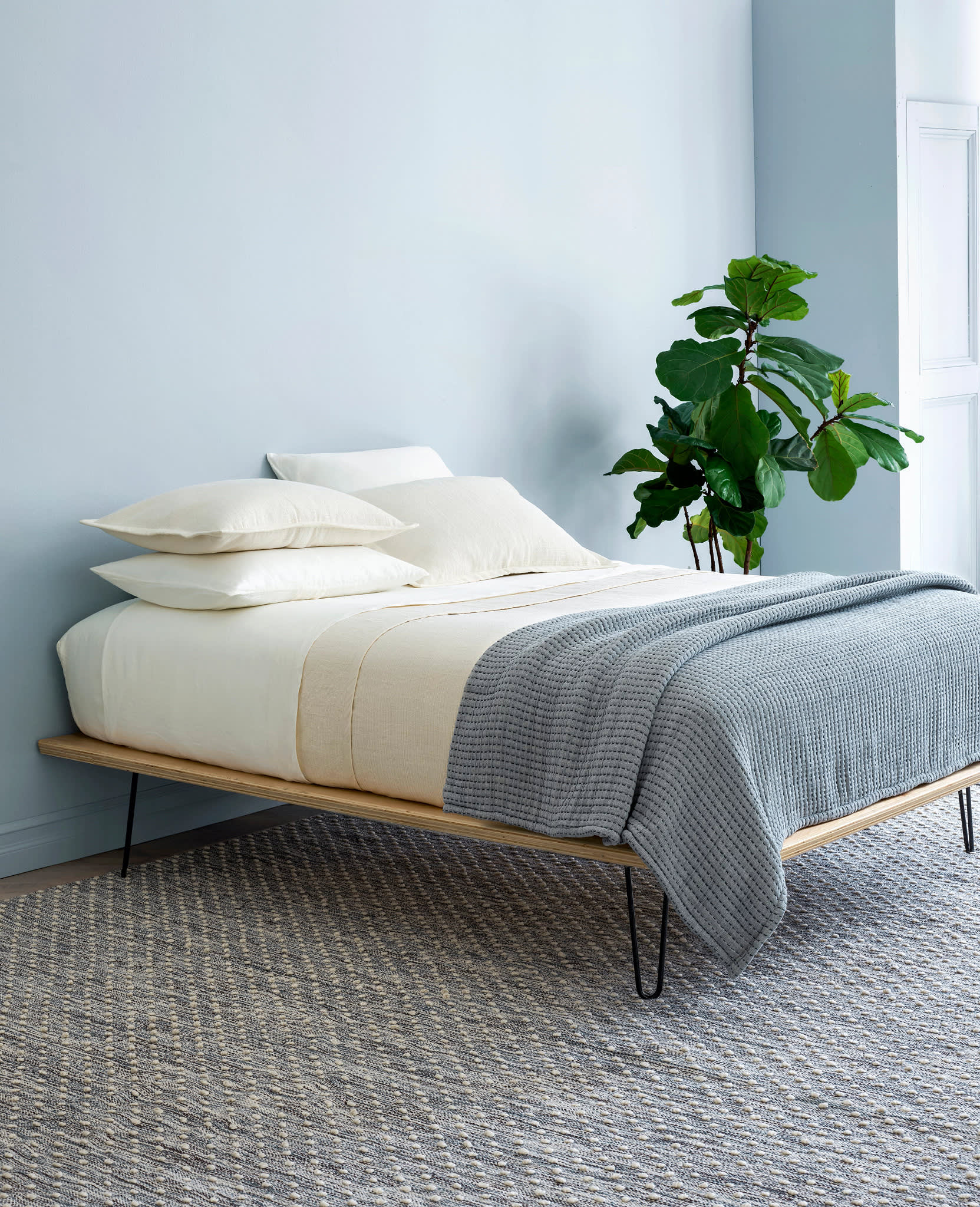Hobnail Handwoven Performance Rug | Blue - Image 2