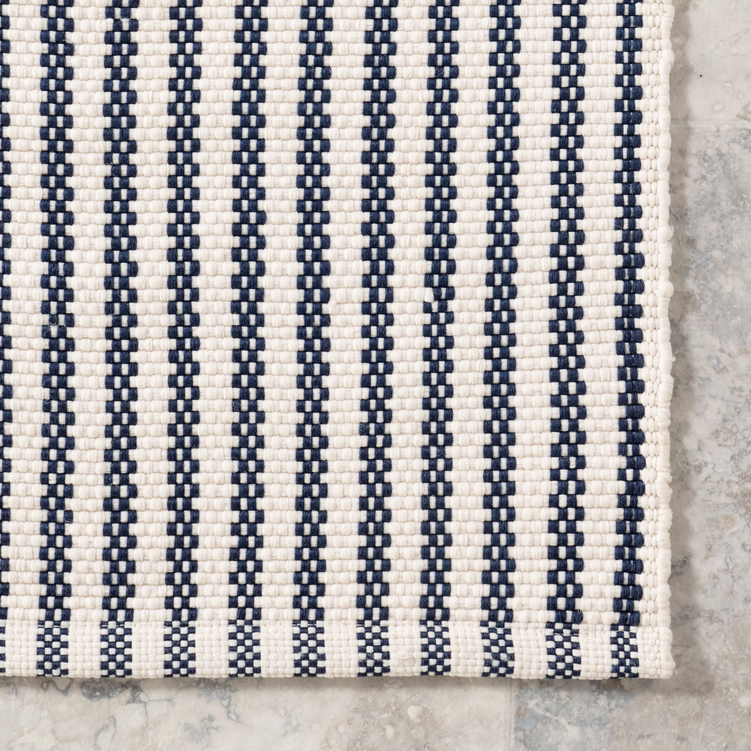 Pinstripe Handwoven Indoor/Outdoor Rug | Blue - Image 3