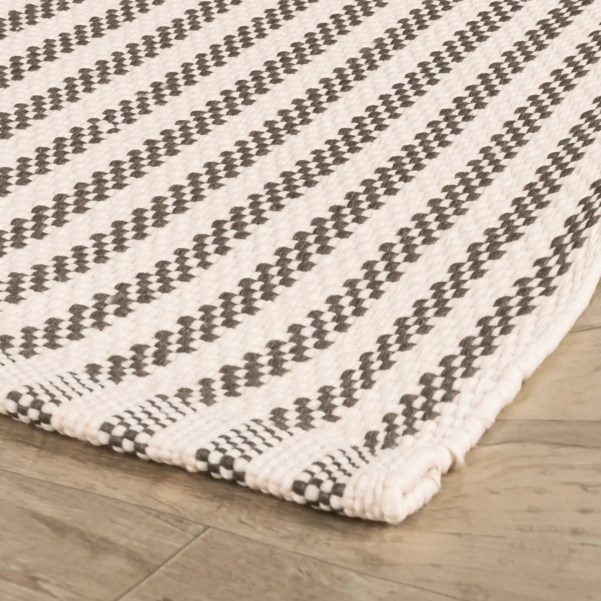 Pinstripe Handwoven Indoor/Outdoor Rug | Brown/Ivory - Image 4