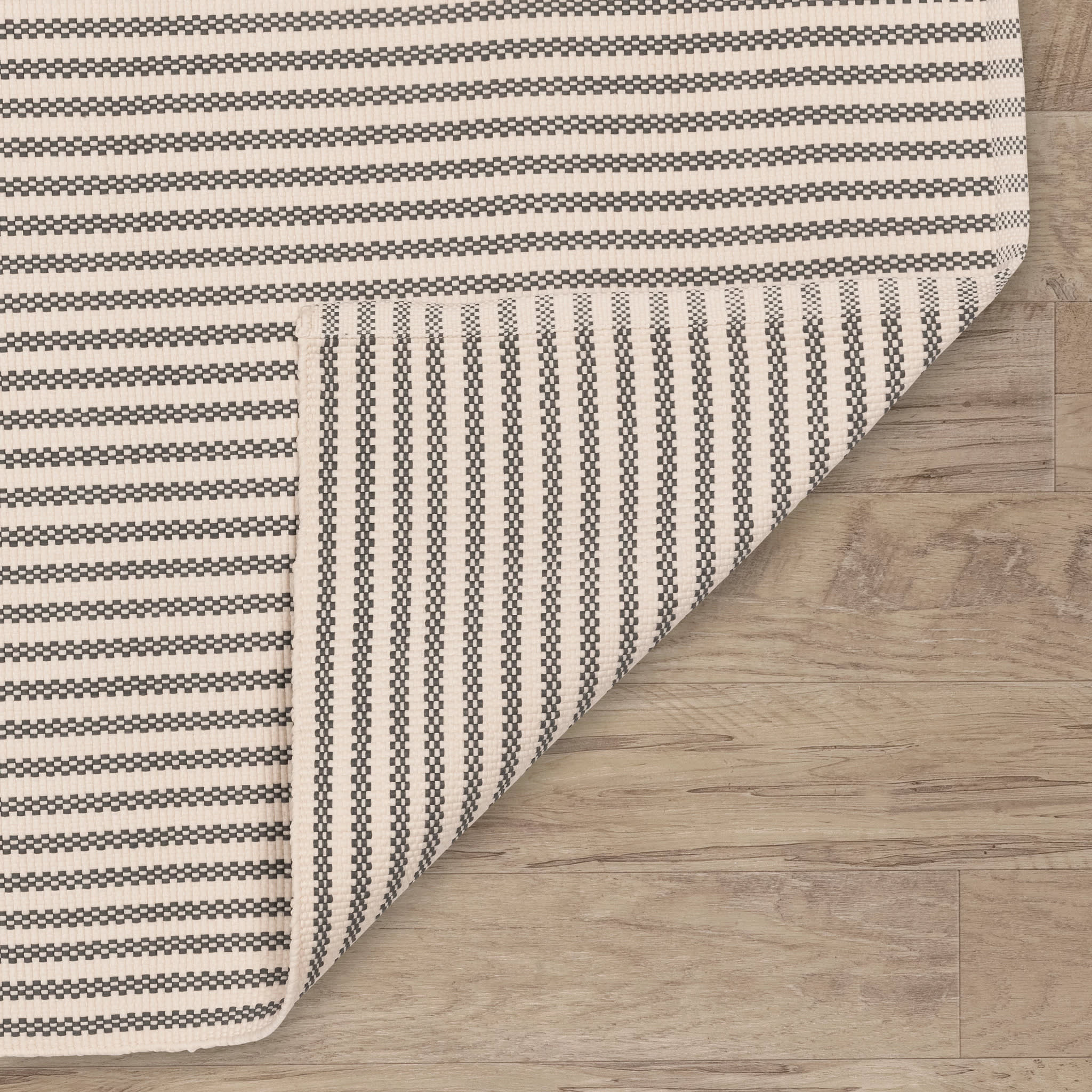 Pinstripe Handwoven Indoor/Outdoor Rug | Brown/Ivory - Image 5